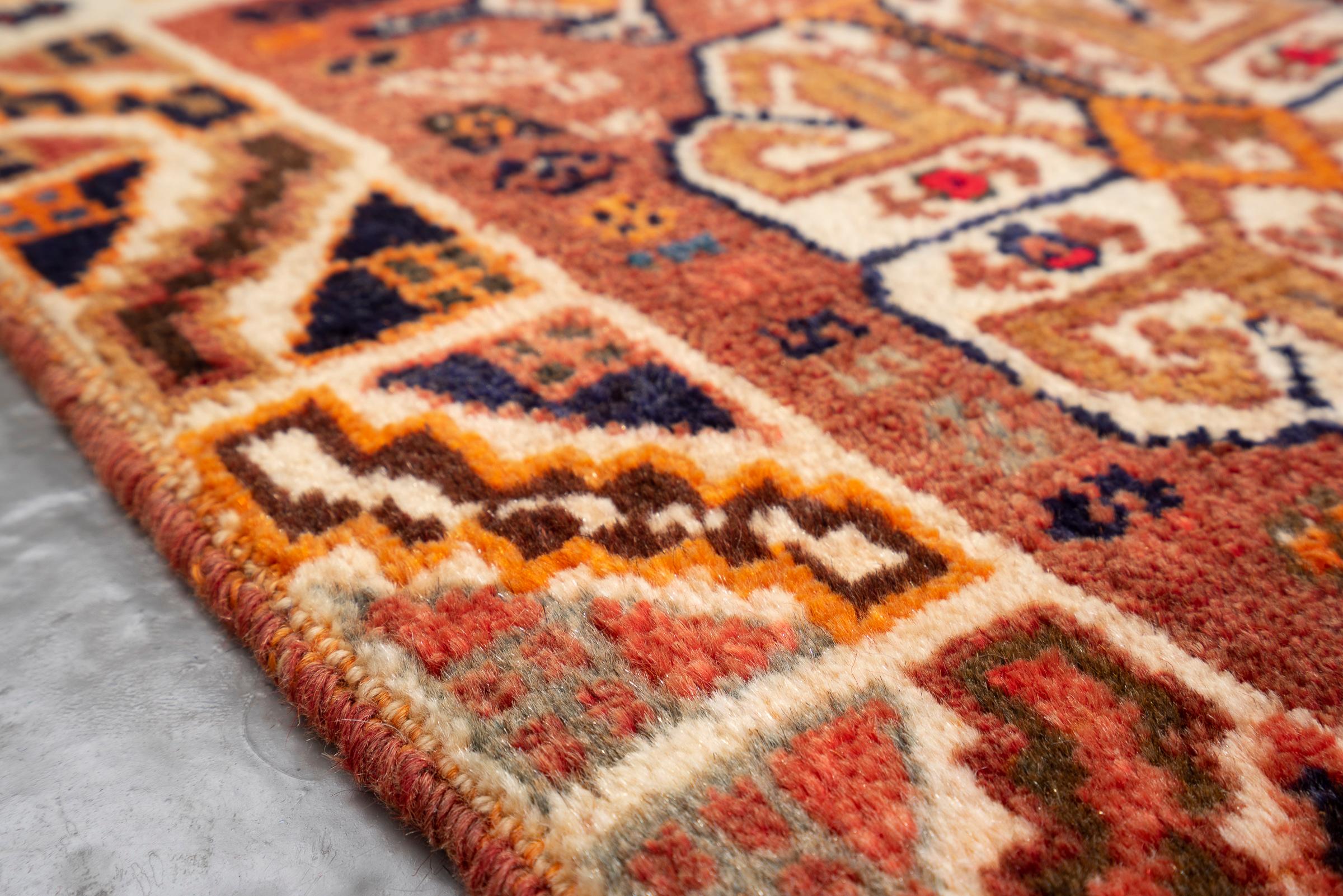 Vintage Qashqai Persian Poshti Rug