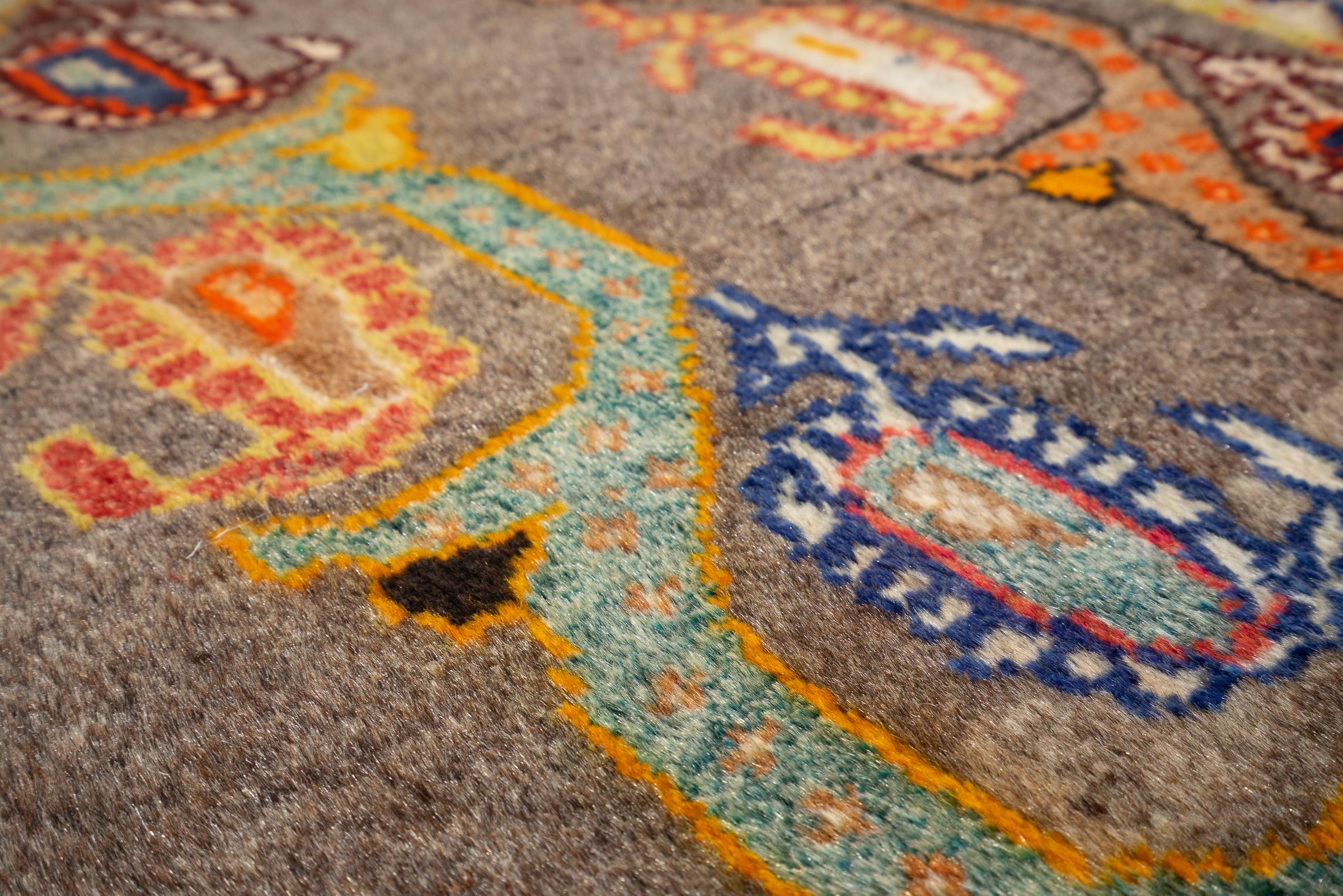 Vintage Qashqai Boteh Persian Poshti Rug .