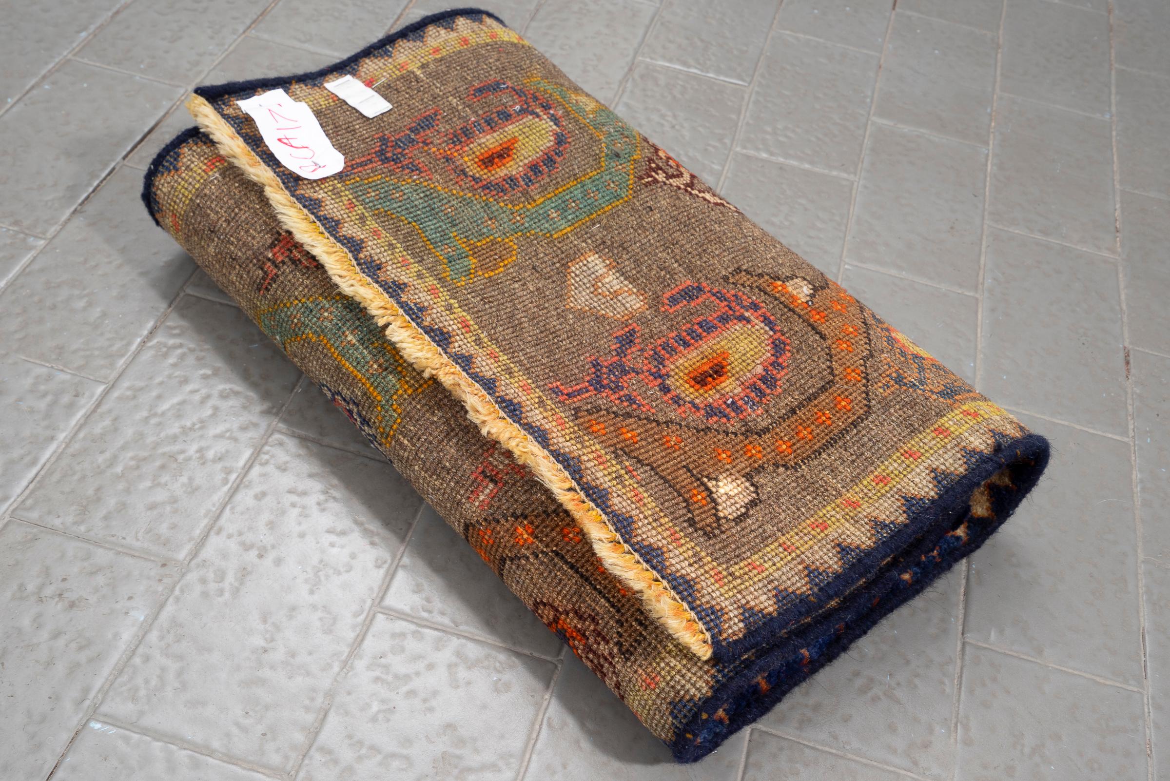 Vintage Qashqai Boteh Persian Poshti Rug .