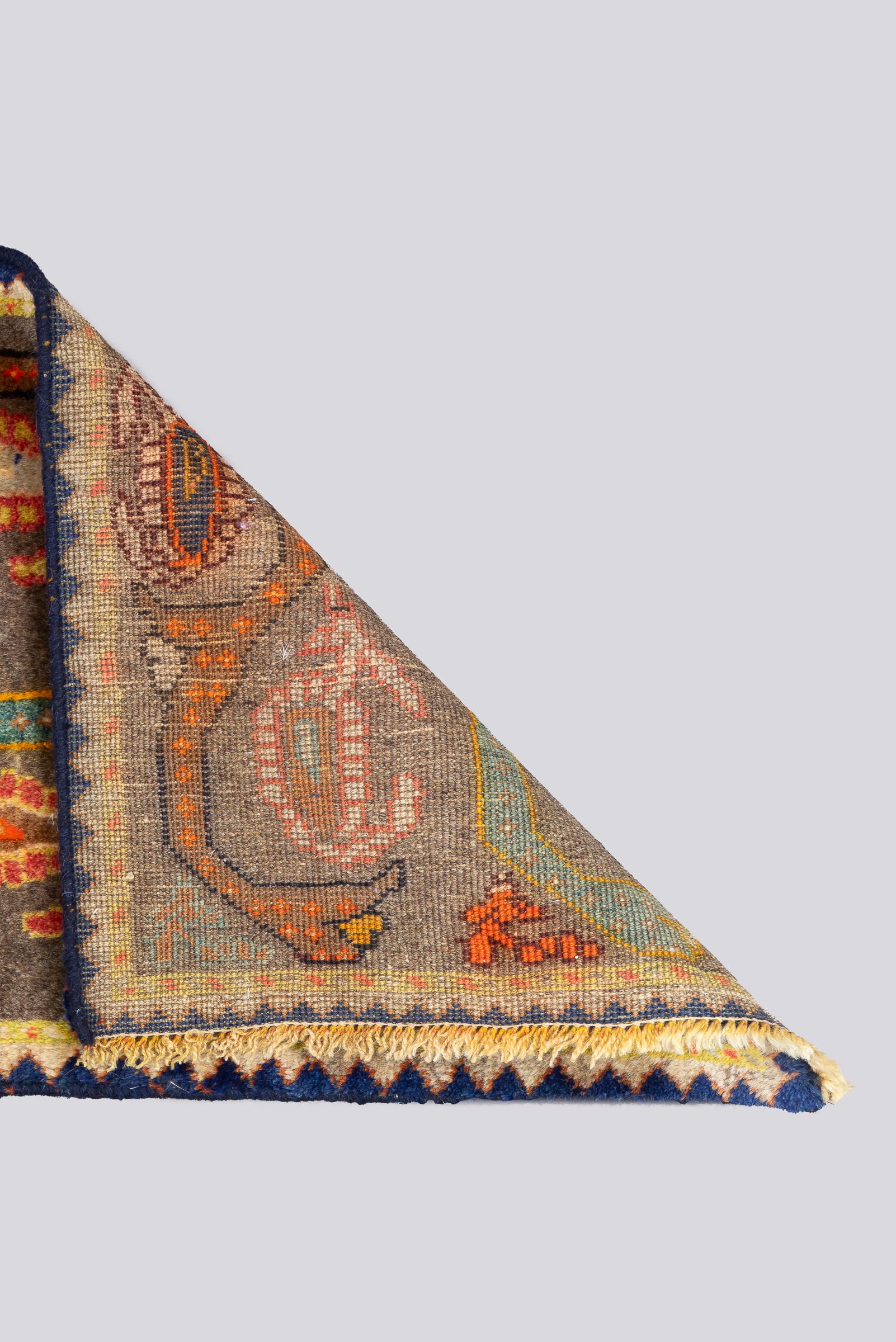 Vintage Qashqai Boteh Persian Poshti Rug .