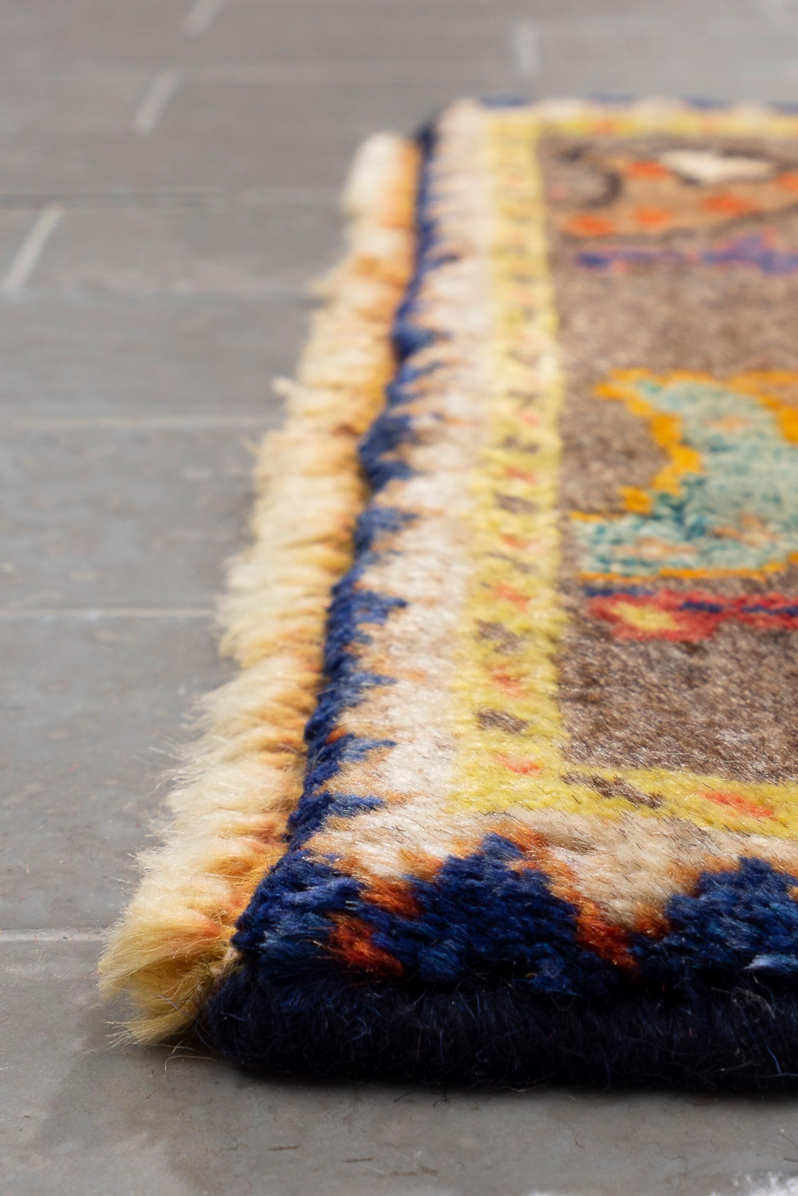 Vintage Qashqai Boteh Persian Poshti Rug .