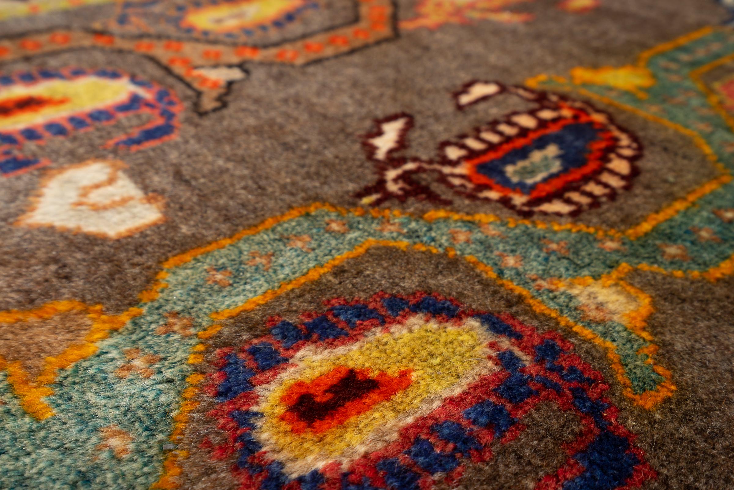 Vintage Qashqai Boteh Persian Poshti Rug .