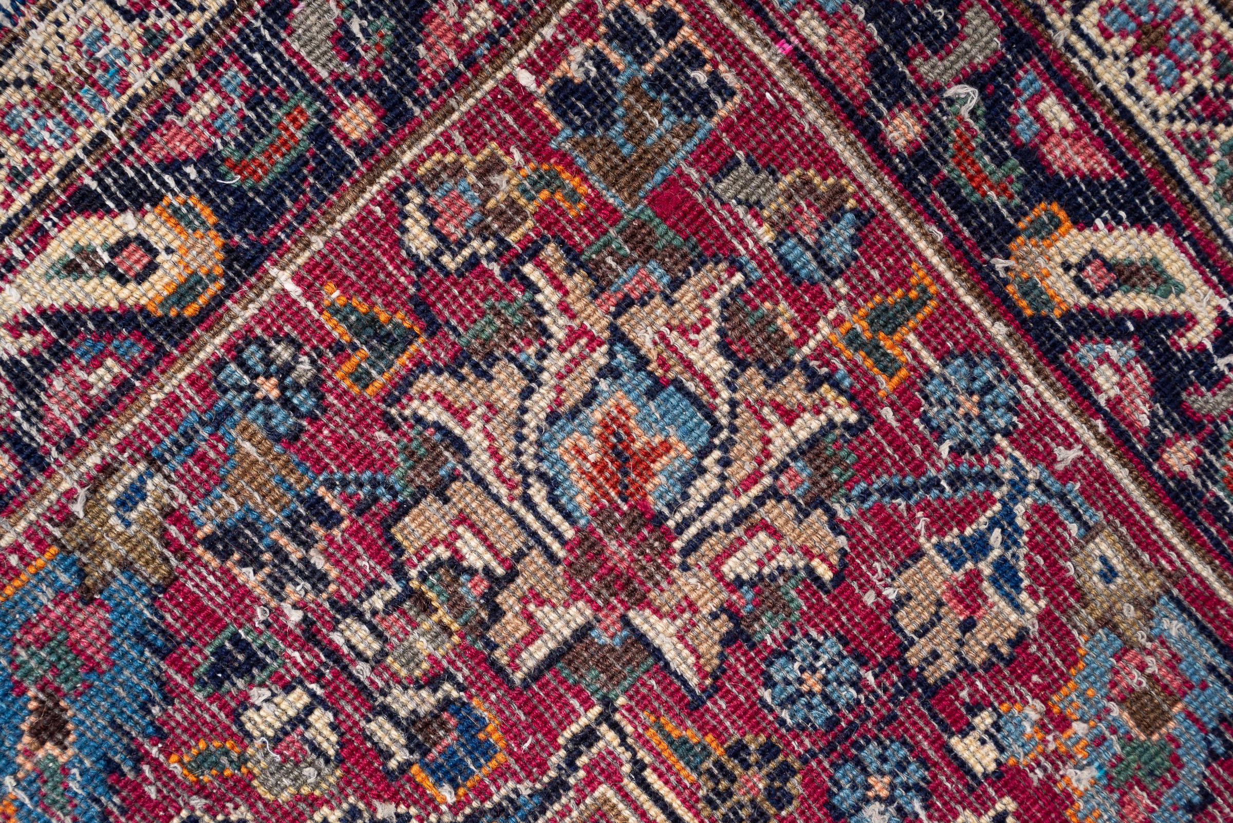 Vintage Kashan Signed Mosavian Fine Teal Lachak Toranj Persian Rug 6.2S5QM