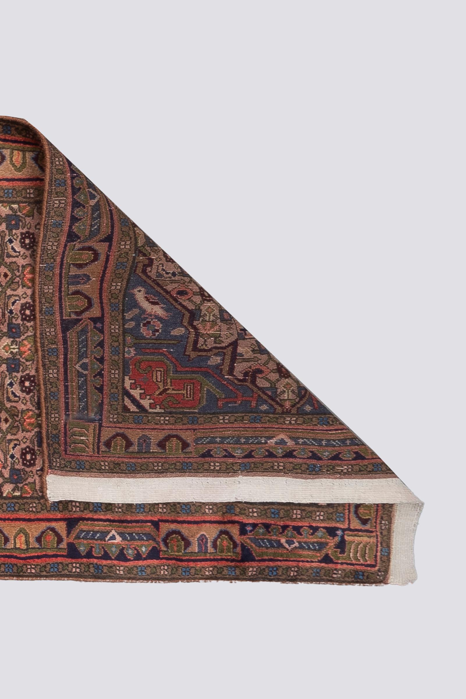 Hossein Abad Mahi Persian Runner Rug, Camel Field, Mid 20th Century