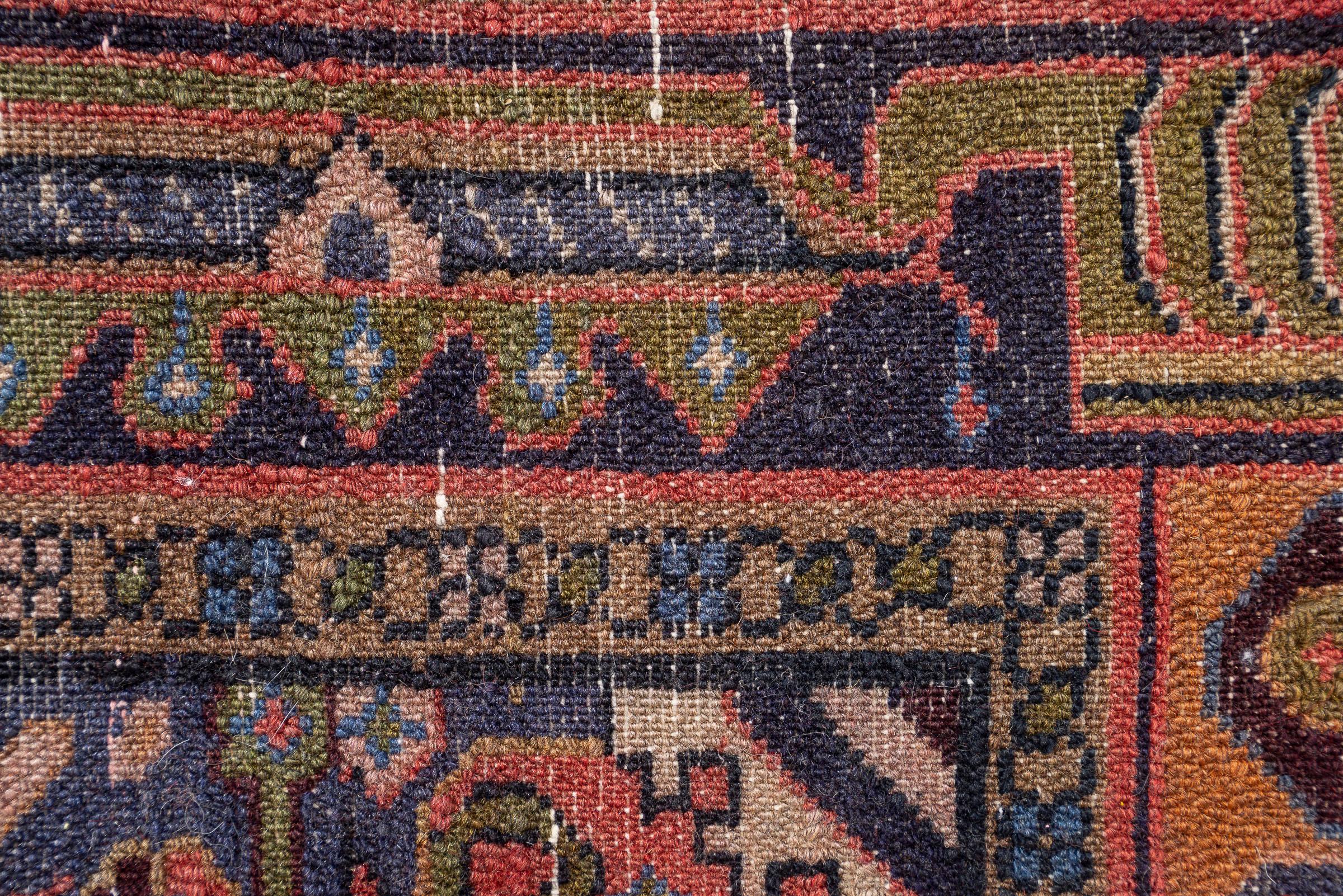 Hossein Abad Mahi Persian Runner Rug, Camel Field, Mid 20th Century