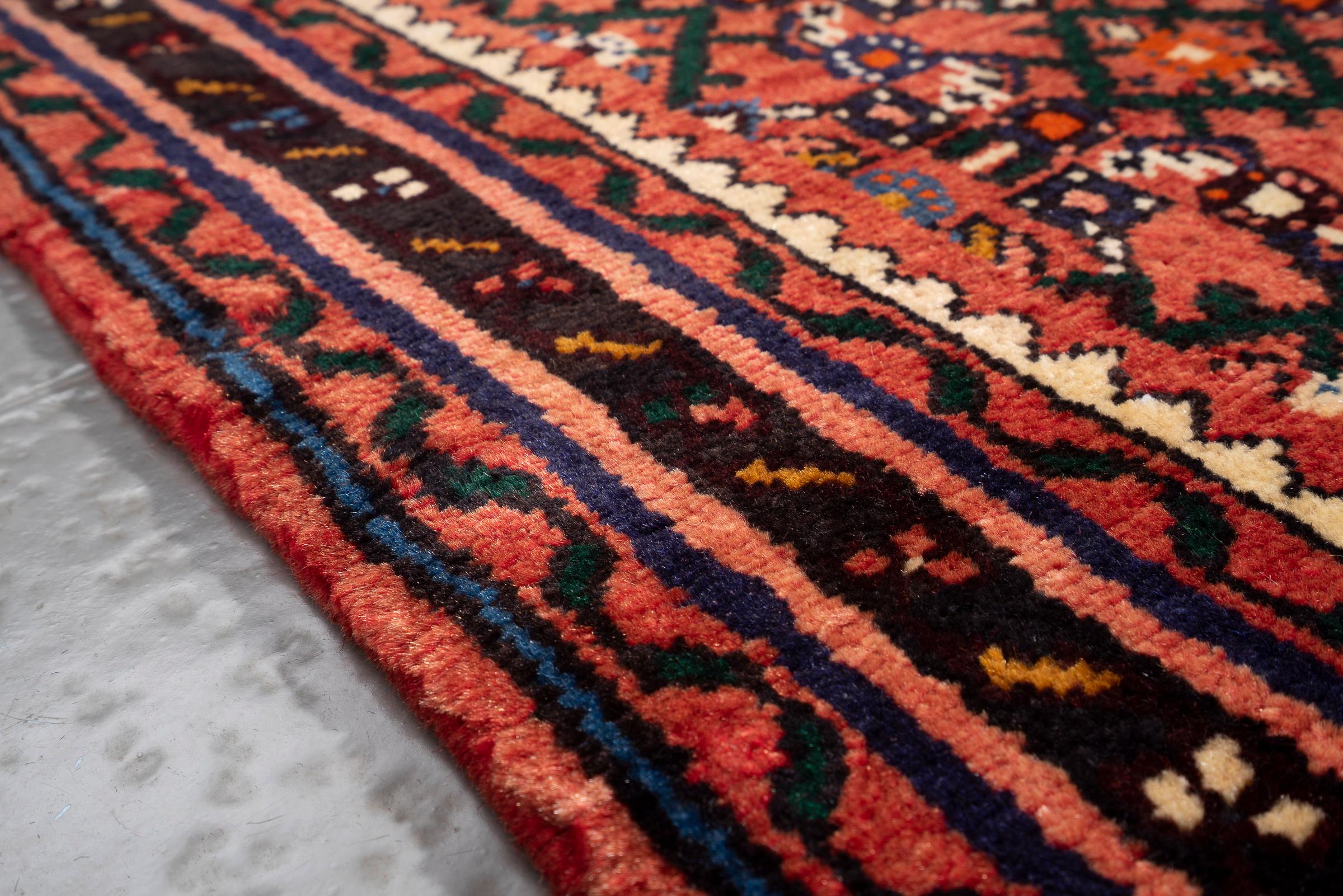 Vintage Hossein Abad Mahi Persian Rug