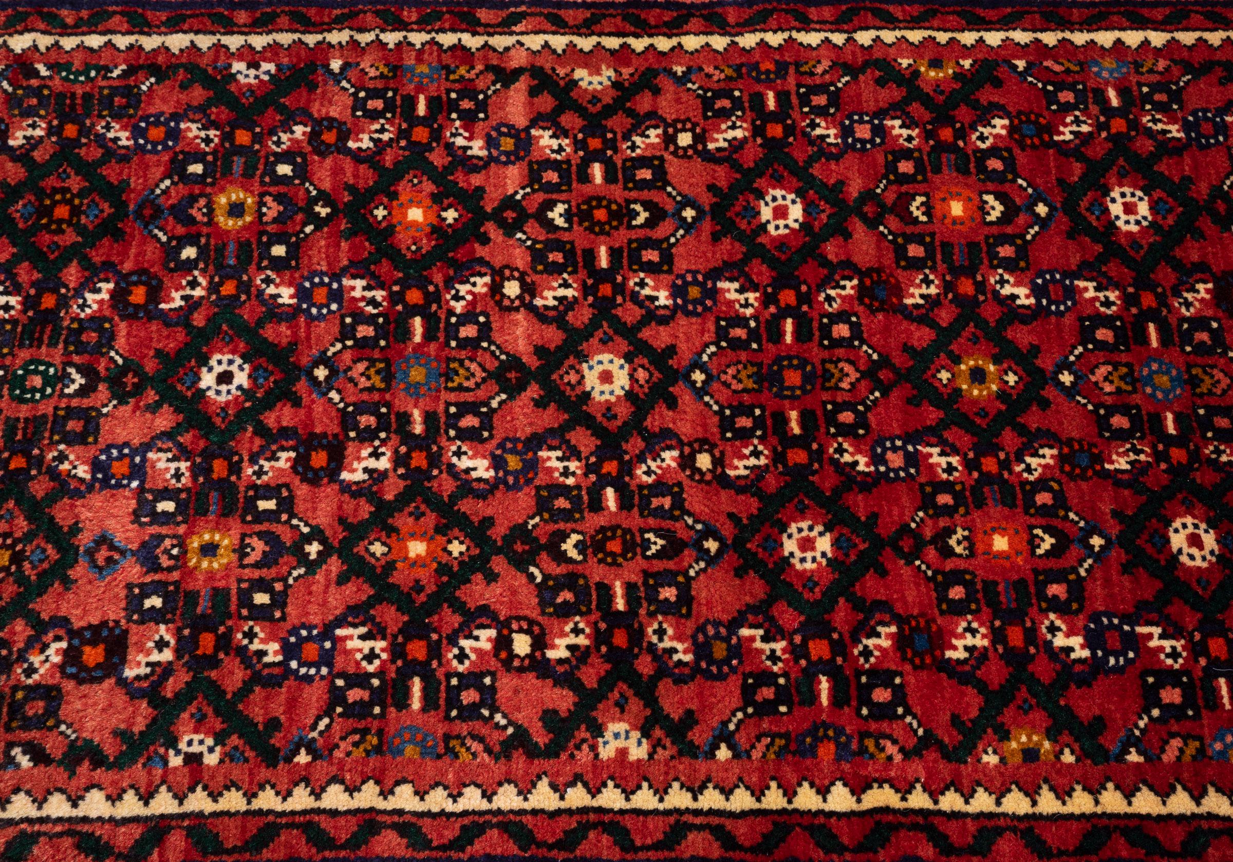 Vintage Hossein Abad Mahi Persian Rug