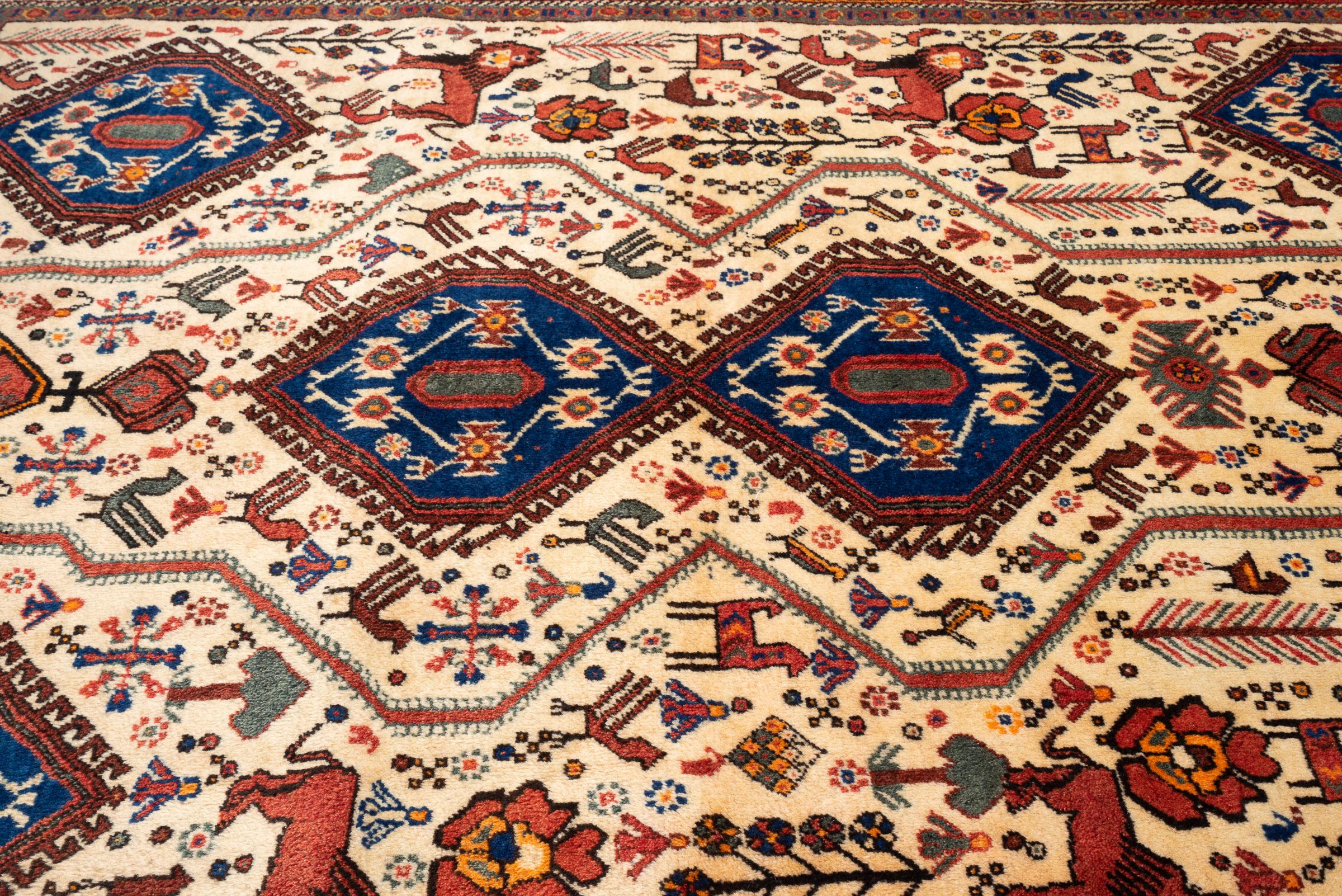 Antique Afshar Lion Carpet 2.6SQM