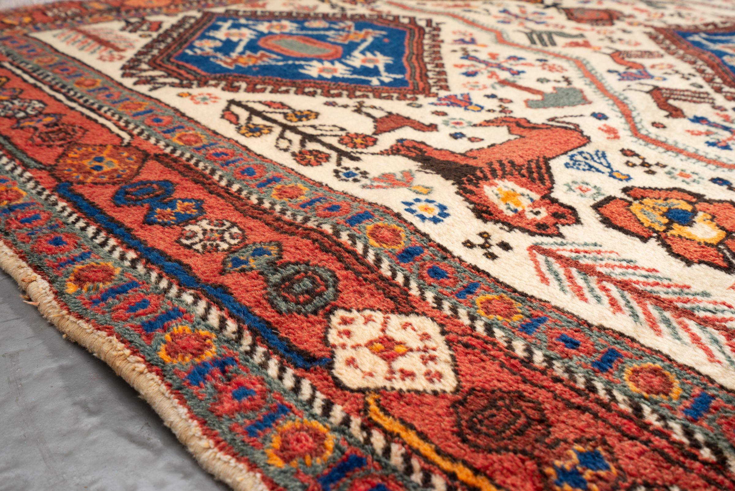Antique Afshar Lion Carpet 2.6SQM