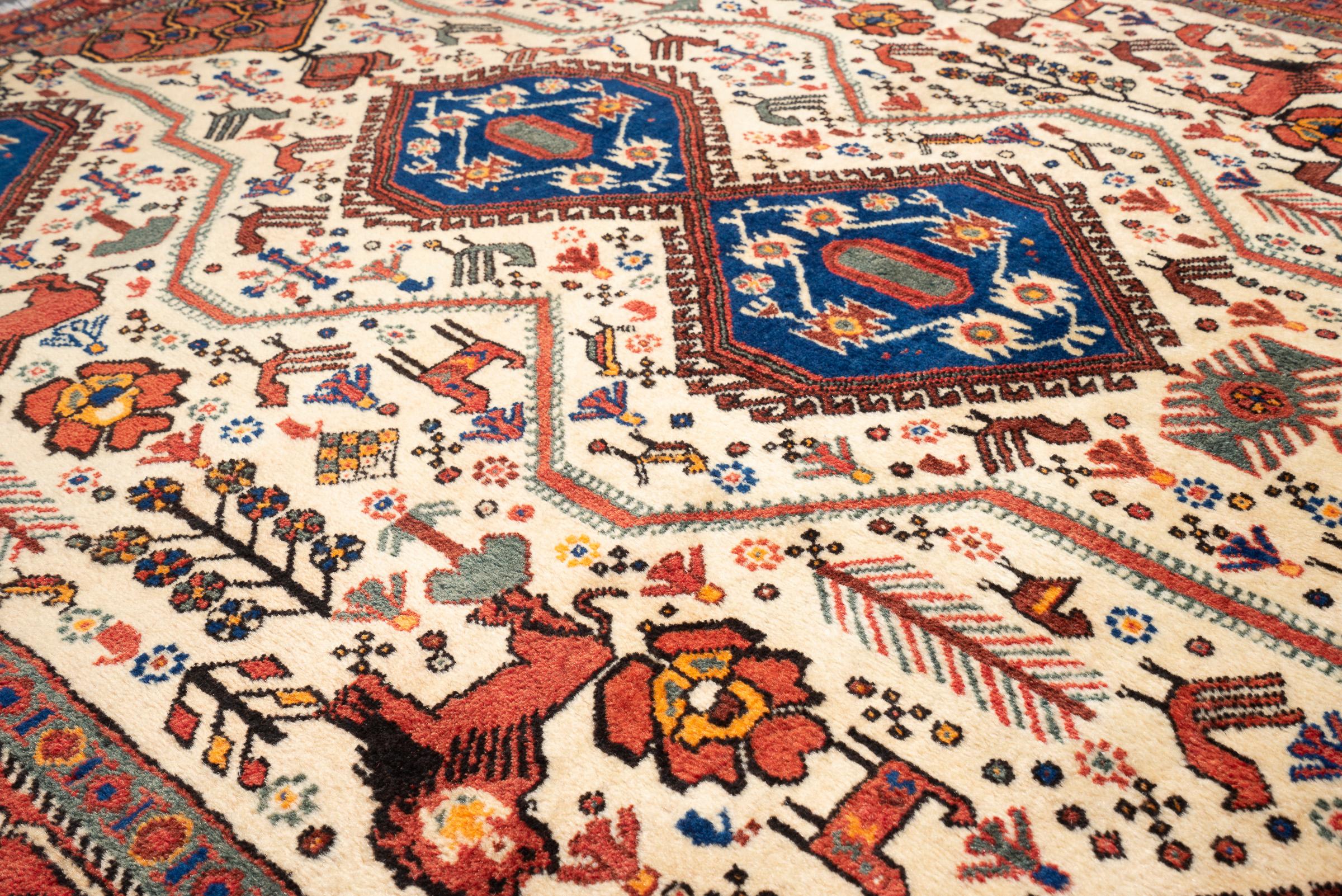 Antique Afshar Lion Carpet 2.6SQM