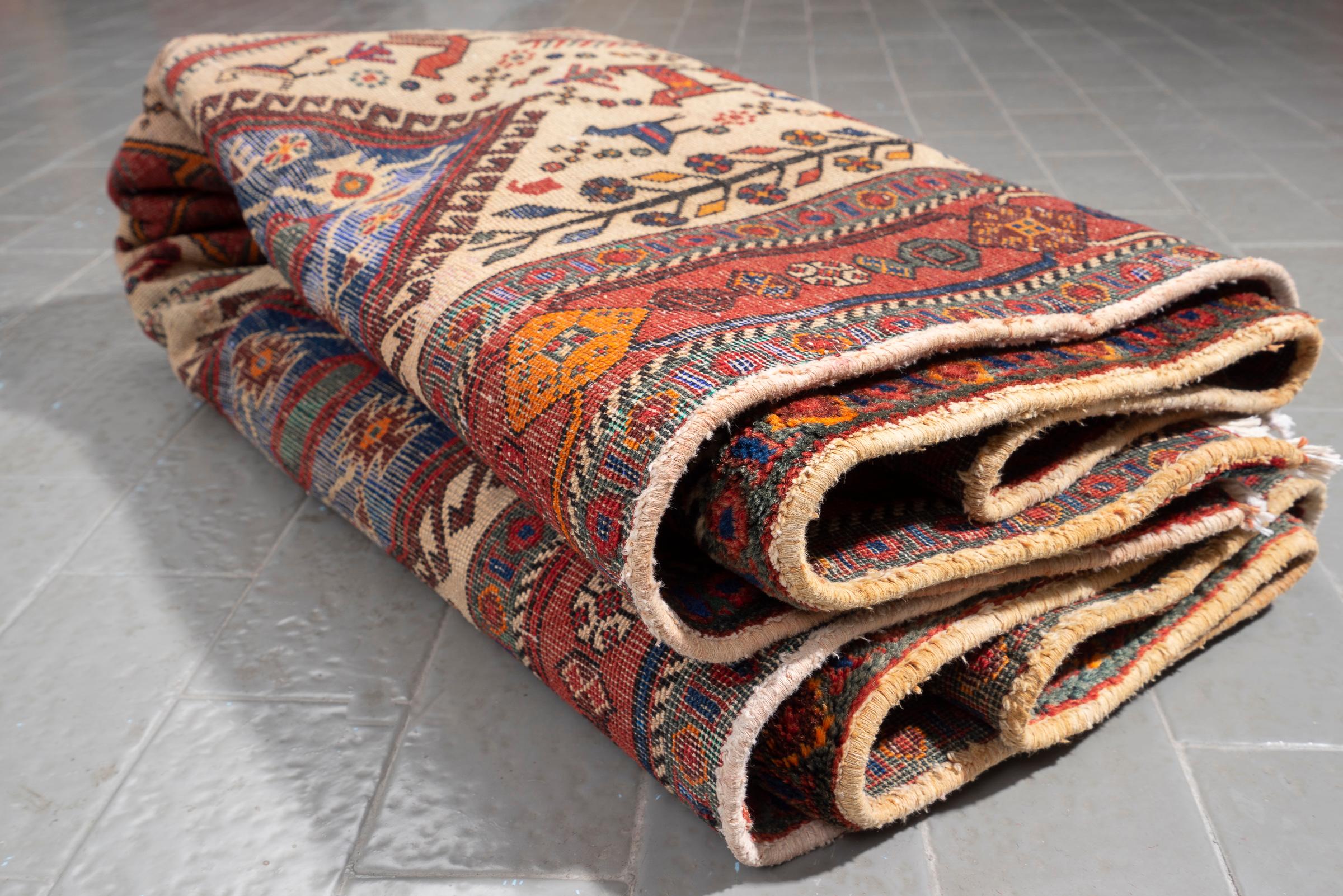 Antique Afshar Lion Carpet 2.6SQM