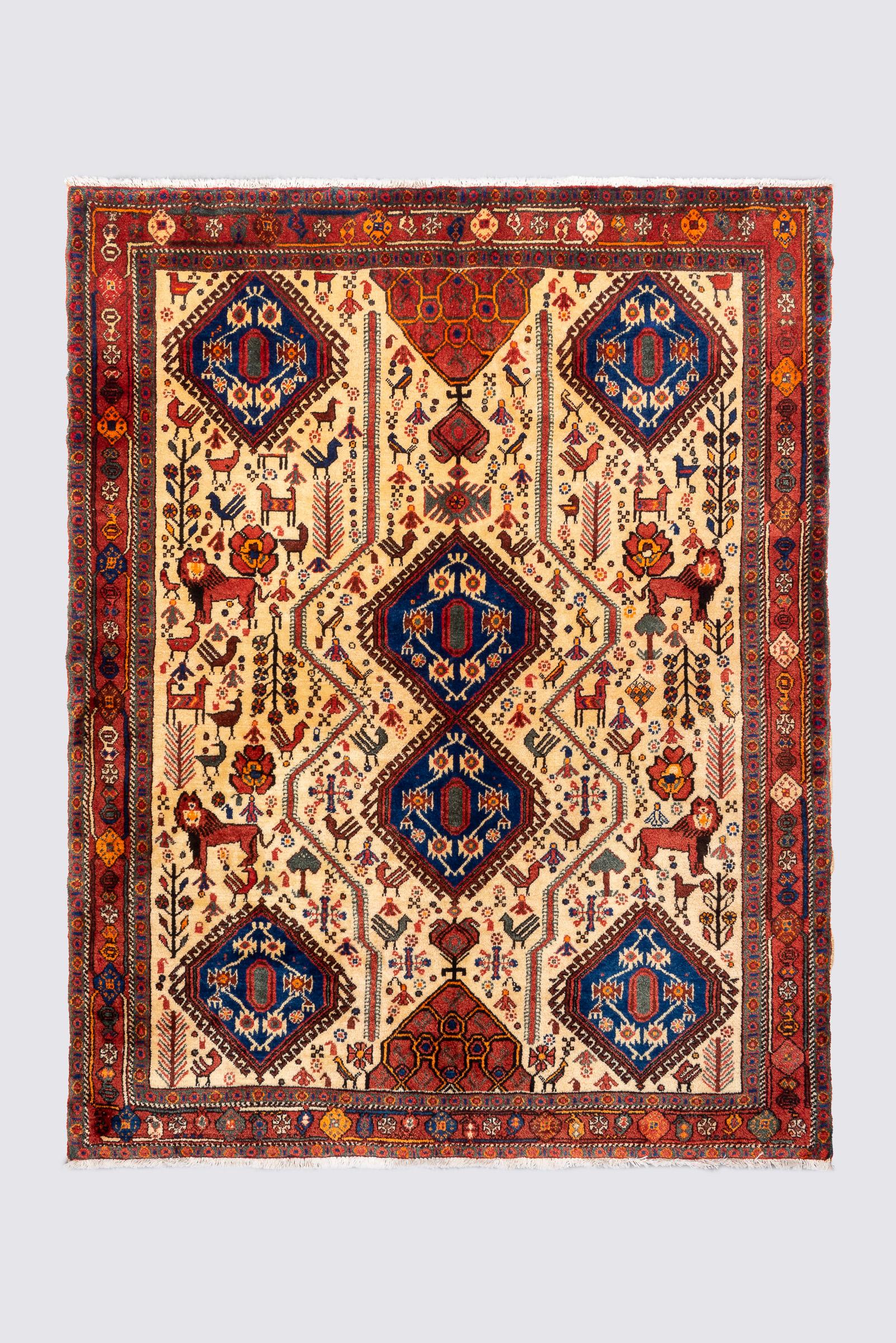 Antique Afshar Lion Carpet 2.6SQM