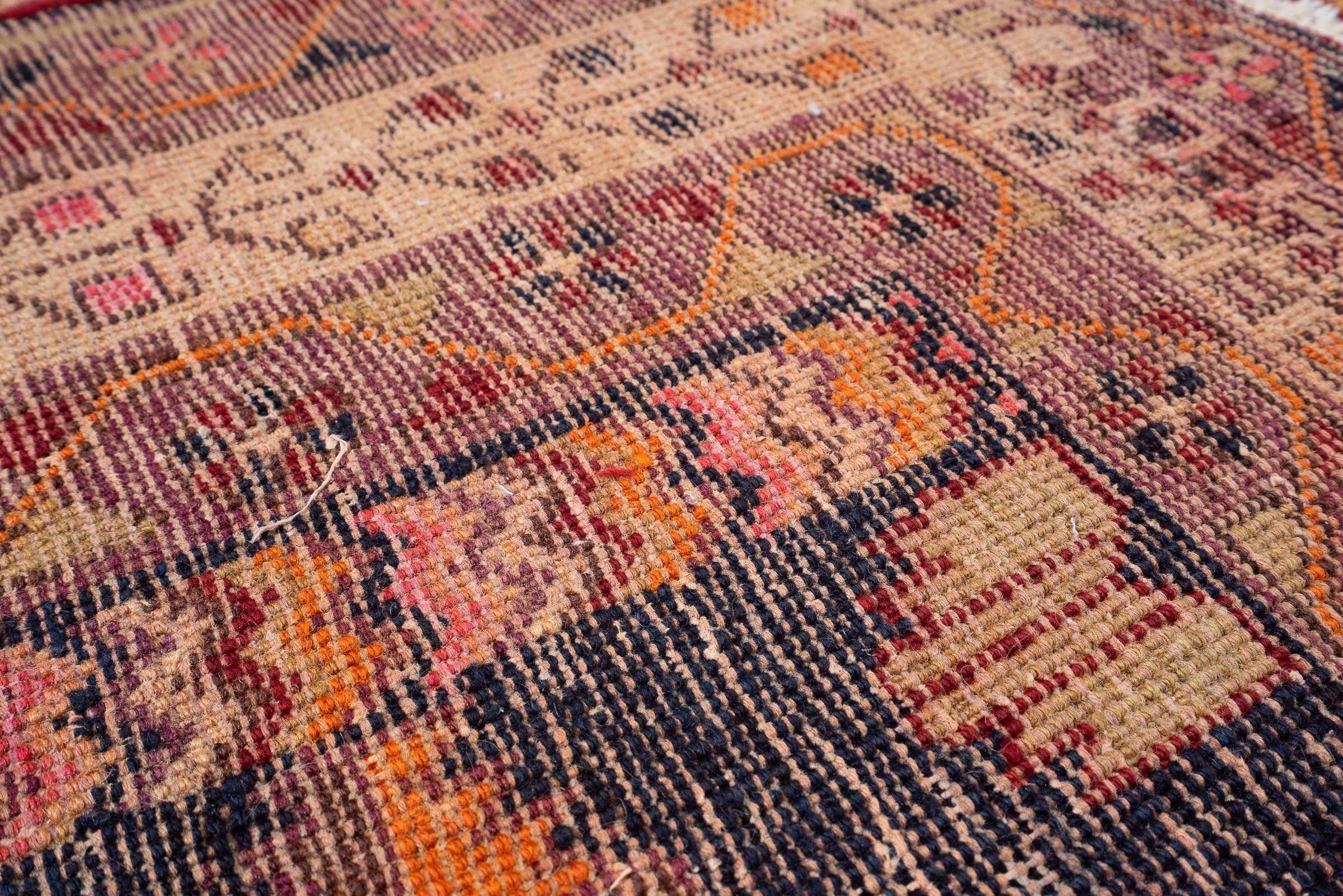 Vintage Sirjan Afshar Triple Toranj Persian Rug