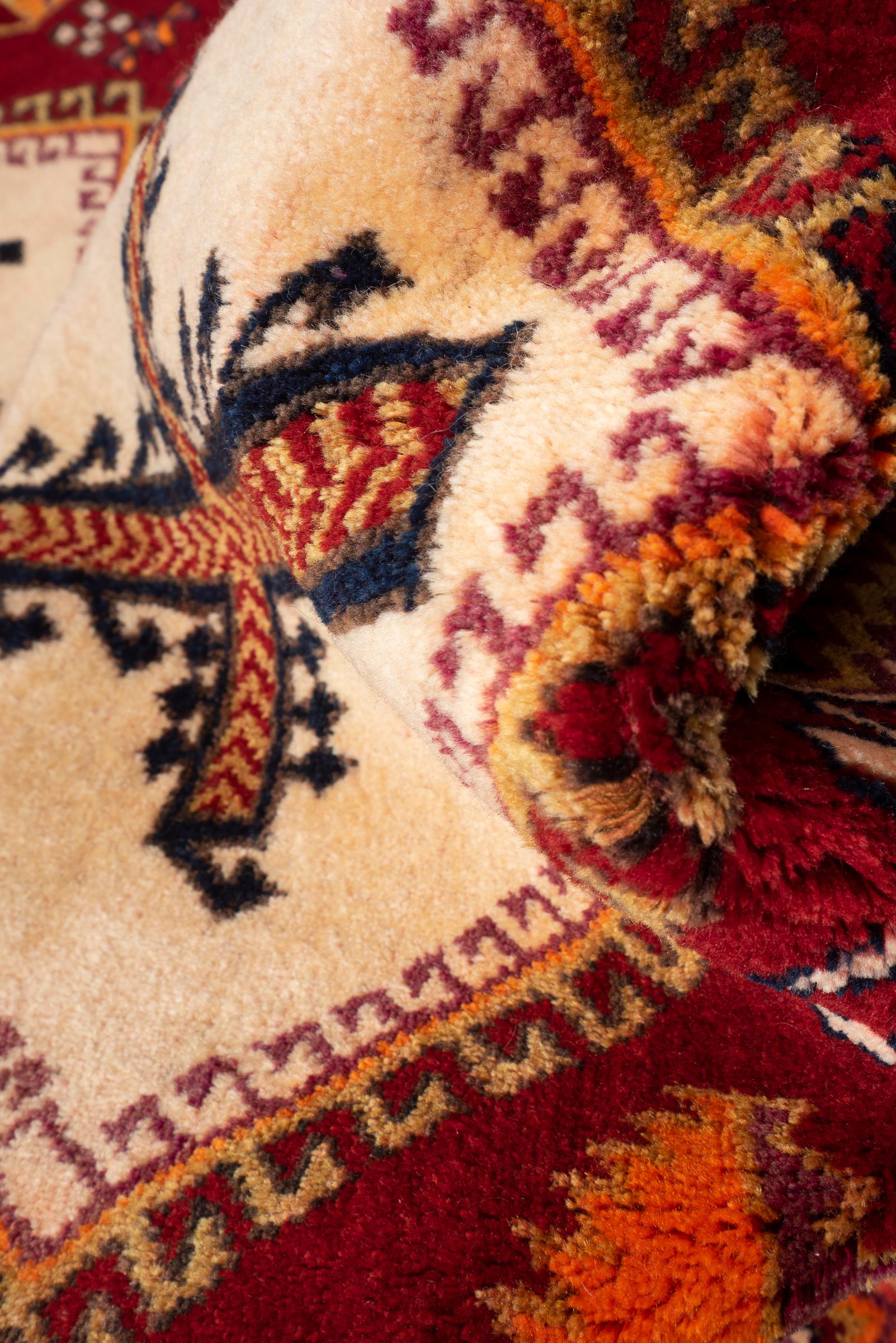 Vintage Sirjan Afshar Triple Toranj Persian Rug
