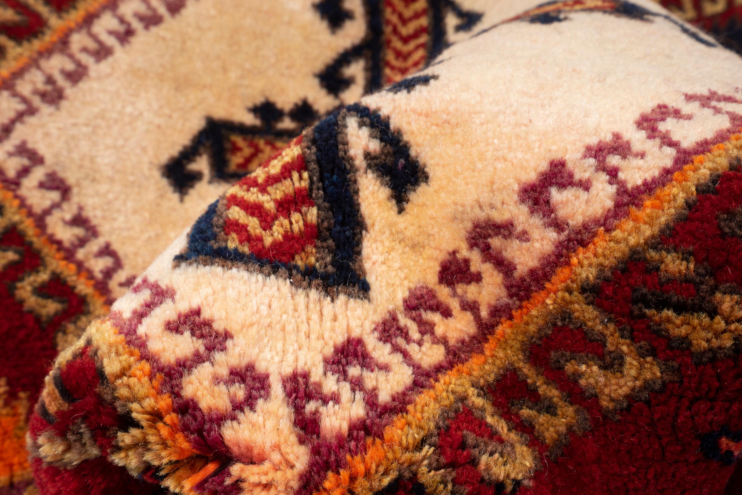Vintage Sirjan Afshar Triple Toranj Persian Rug