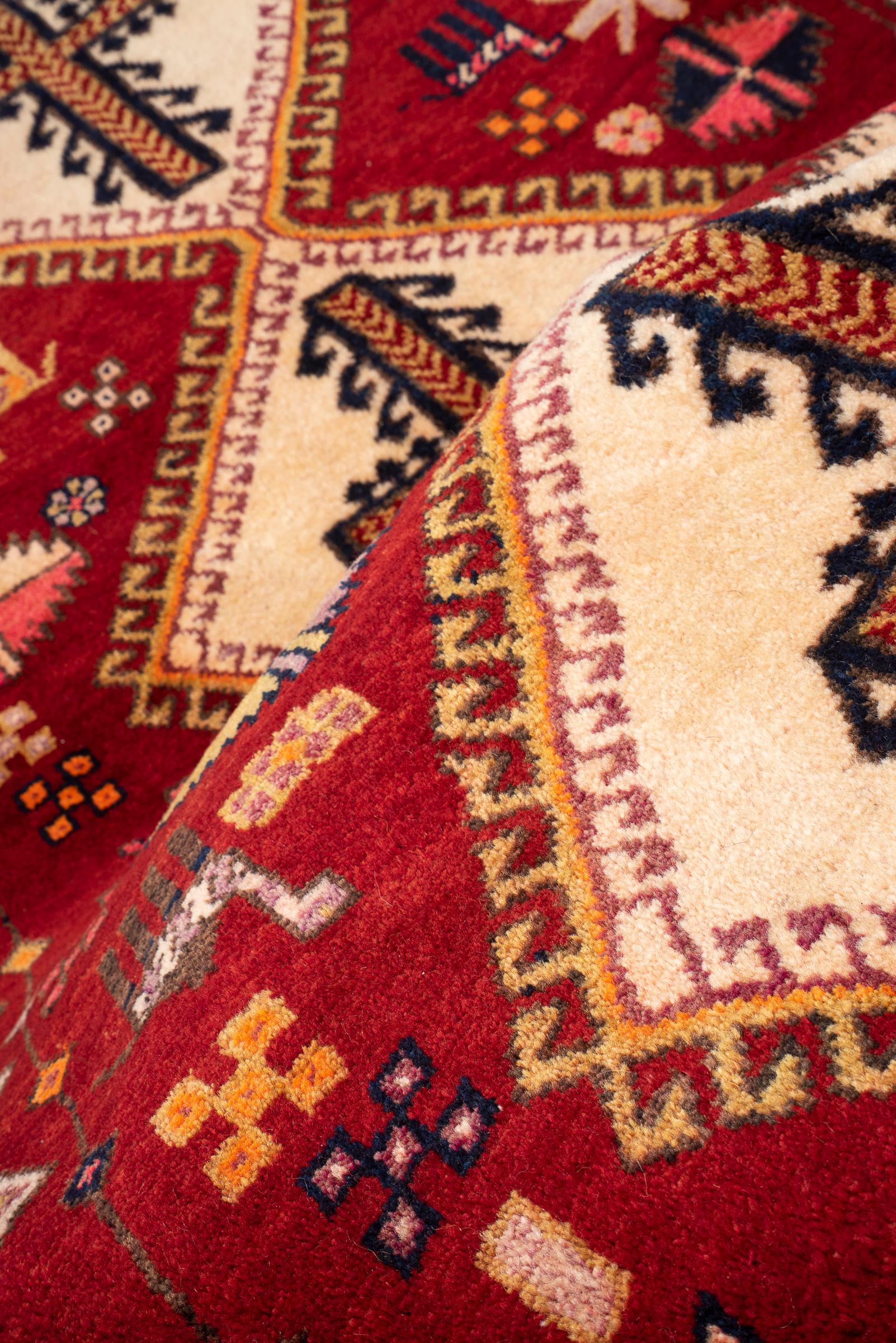 Vintage Sirjan Afshar Triple Toranj Persian Rug