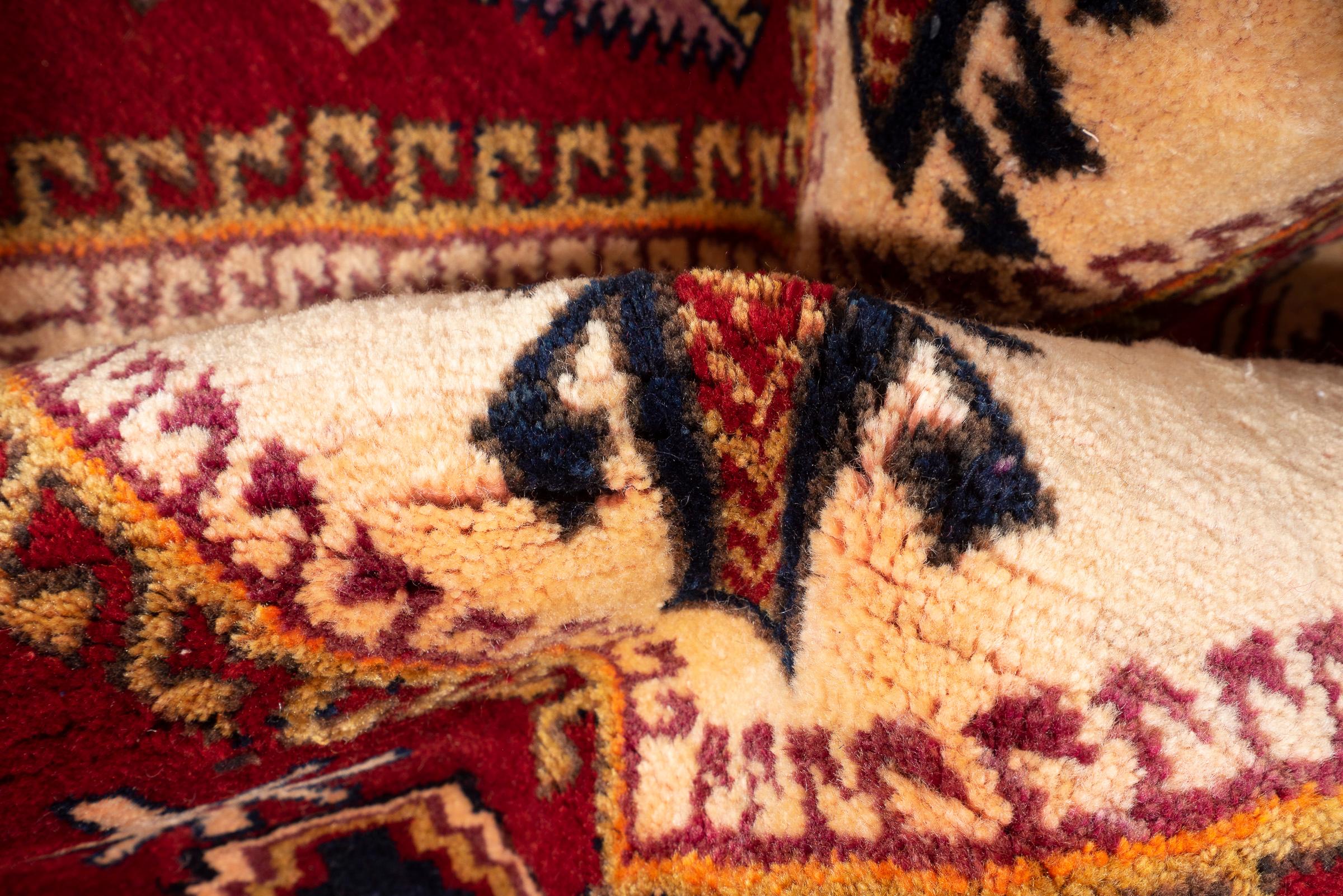 Vintage Sirjan Afshar Triple Toranj Persian Rug