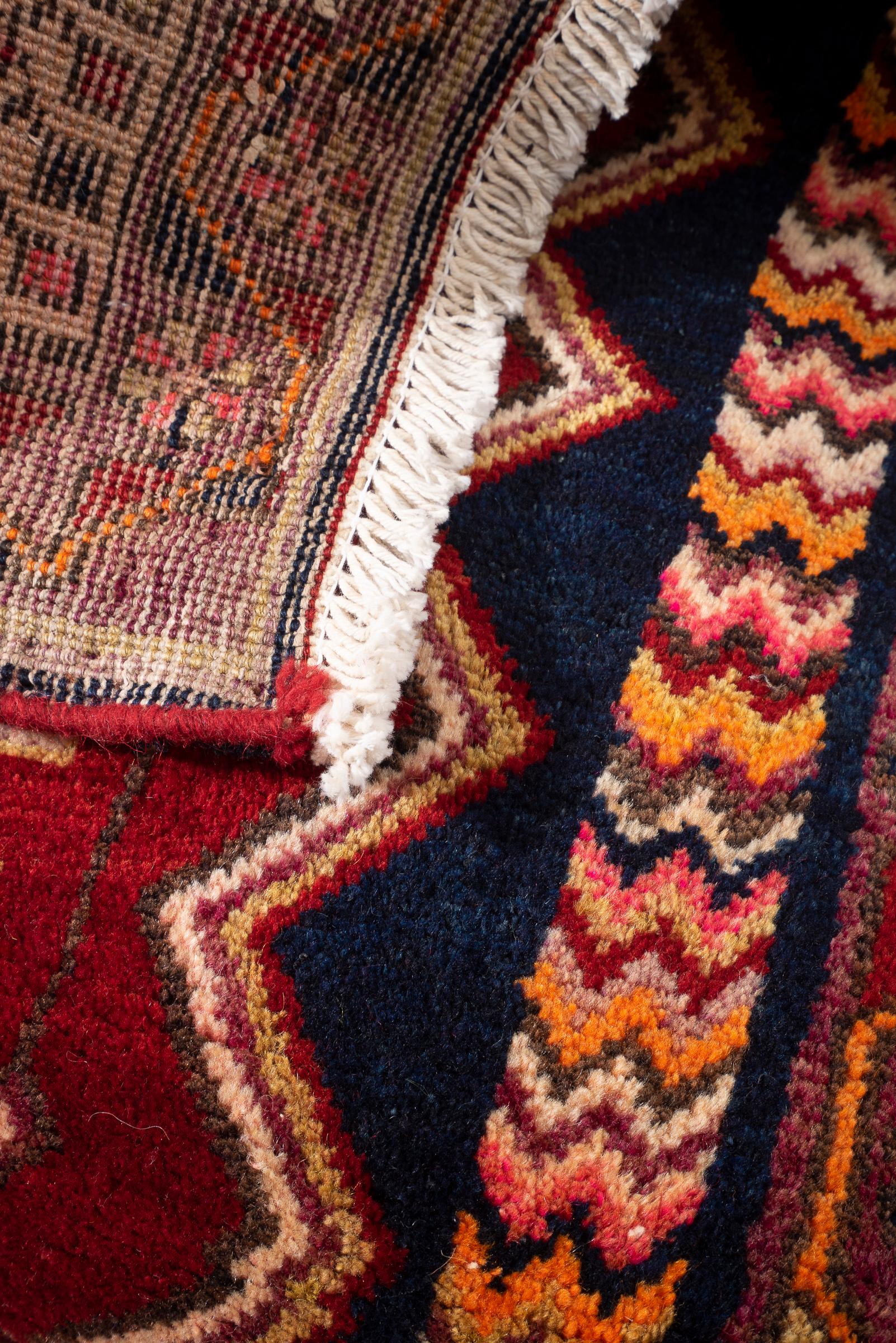 Vintage Sirjan Afshar Triple Toranj Persian Rug