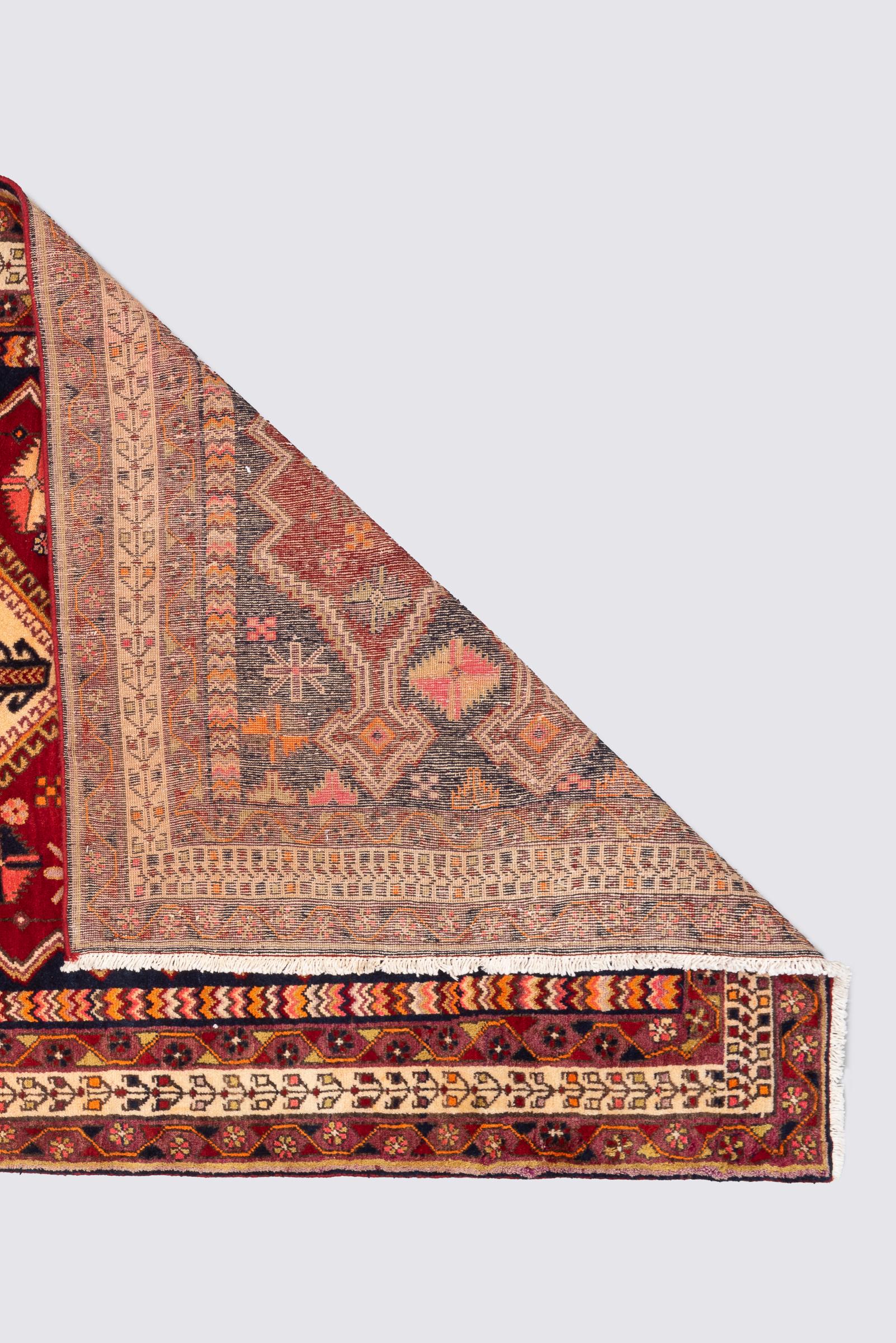 Vintage Sirjan Afshar Triple Toranj Persian Rug