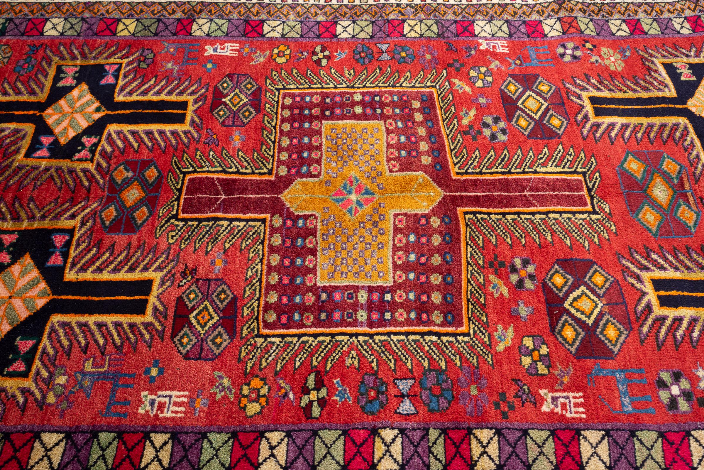 Vintage Sirjan Afshar Salibi Persian Rug