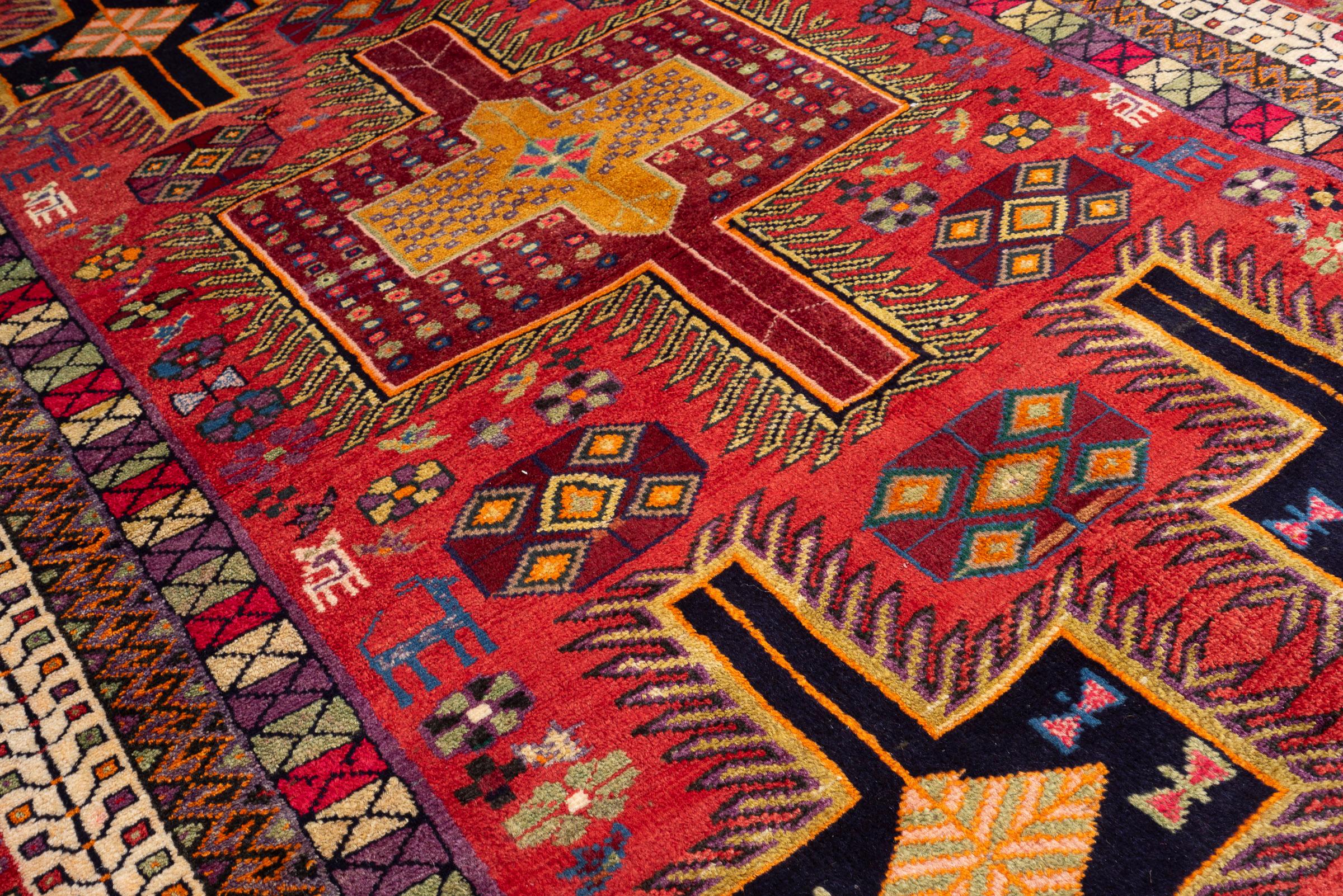 Vintage Sirjan Afshar Salibi Persian Rug