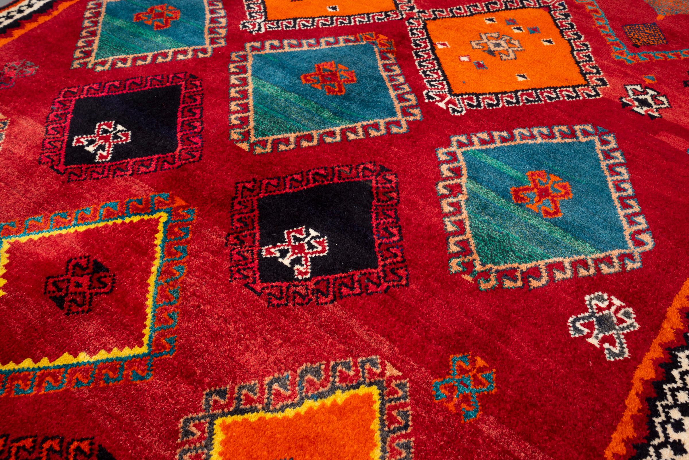 Vintage Fine Qashqai Diamonds Persian Gabbeh Rug