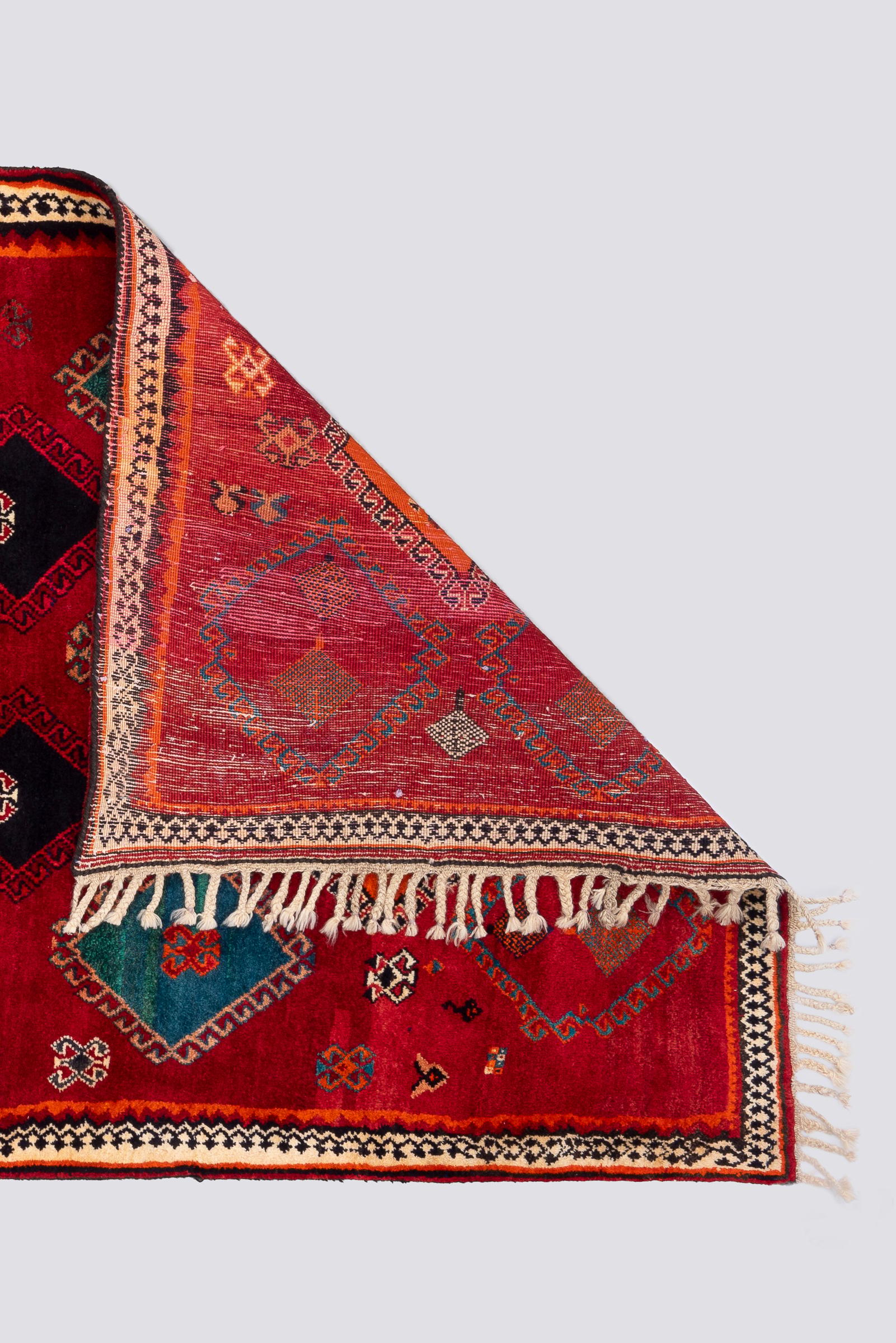 Vintage Fine Qashqai Diamonds Persian Gabbeh Rug