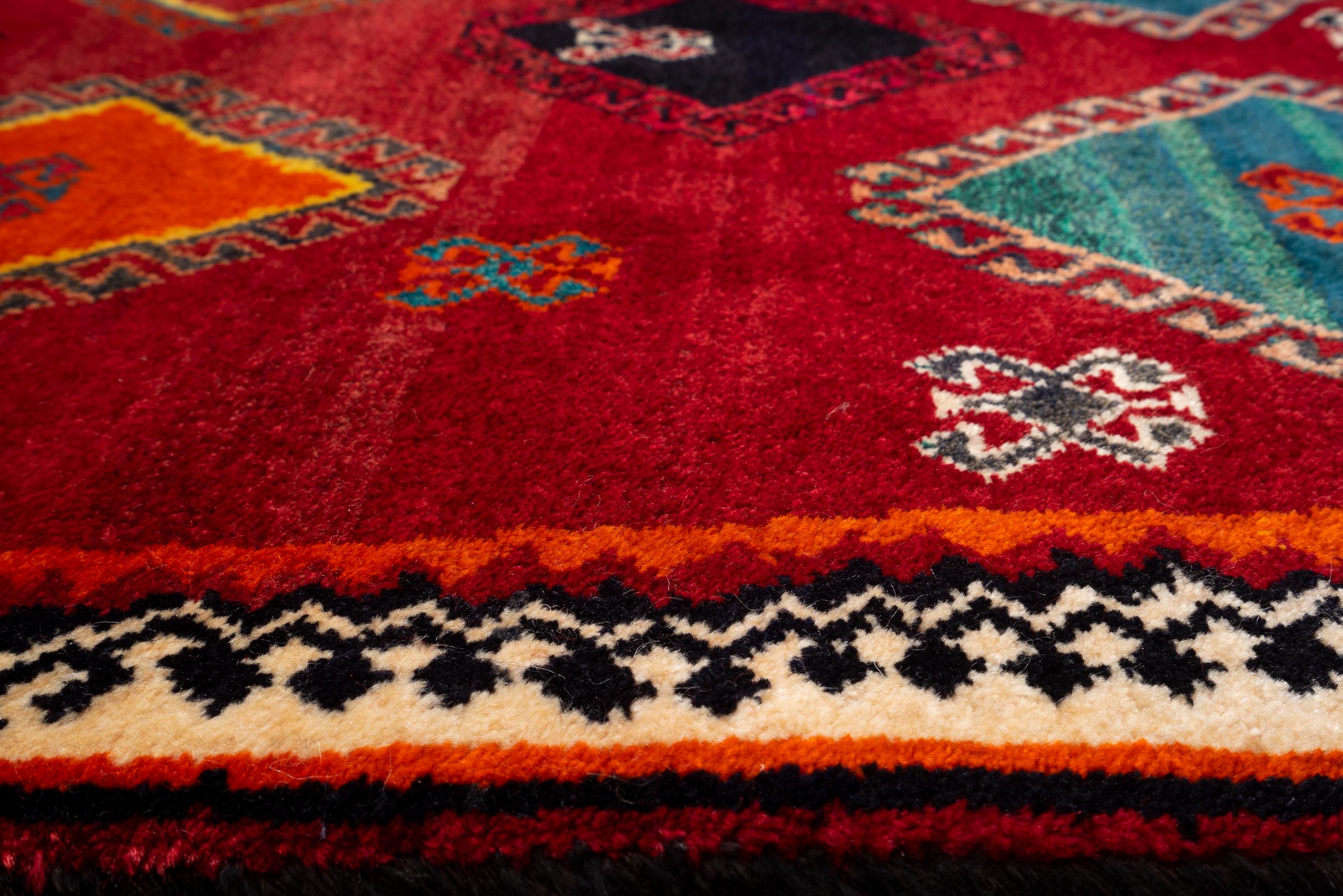 Vintage Fine Qashqai Diamonds Persian Gabbeh Rug