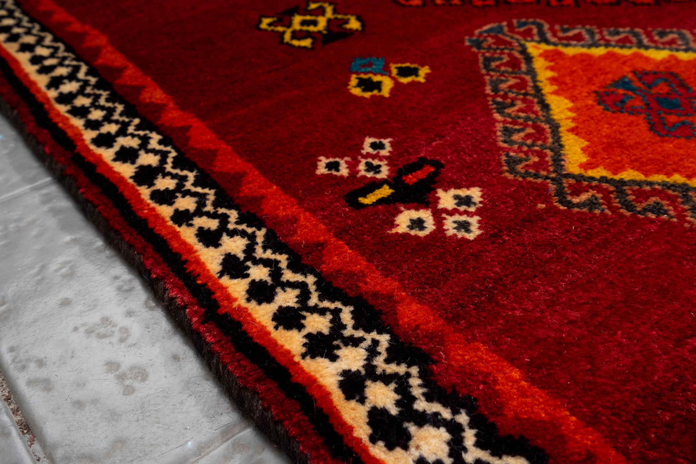 Vintage Fine Qashqai Diamonds Persian Gabbeh Rug