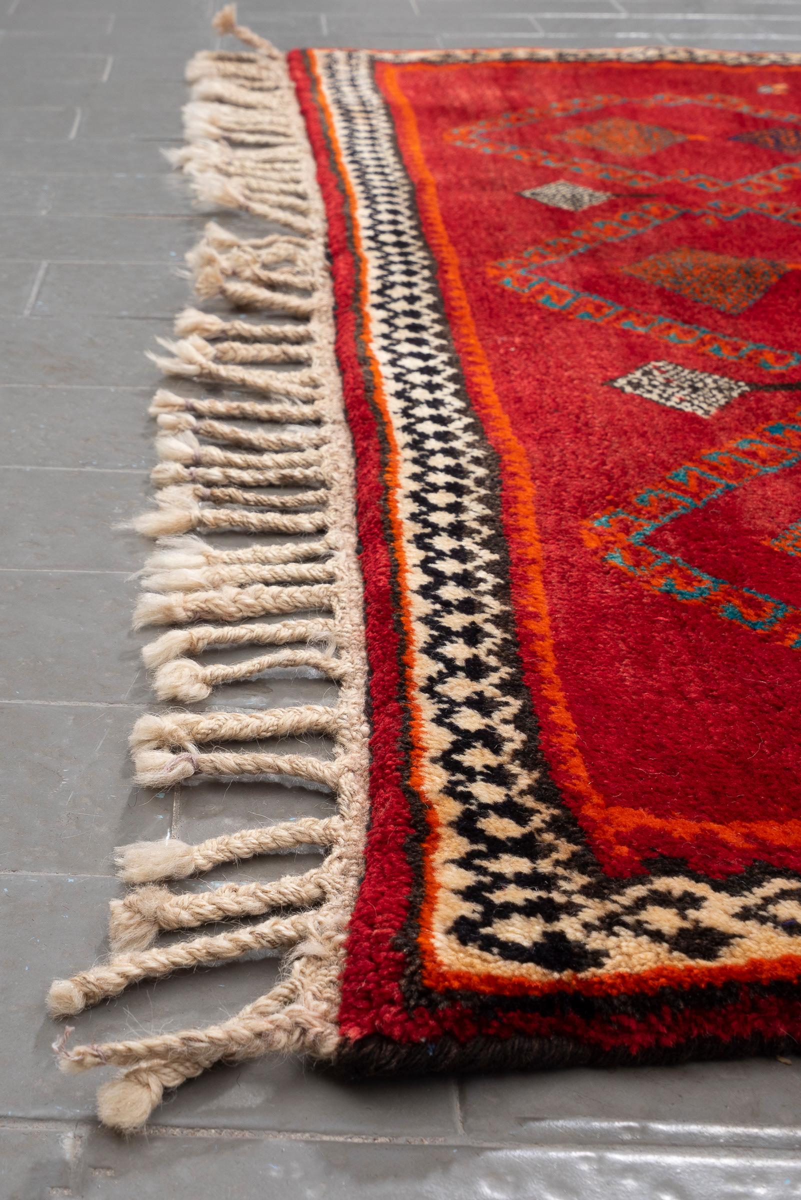 Vintage Fine Qashqai Diamonds Persian Gabbeh Rug