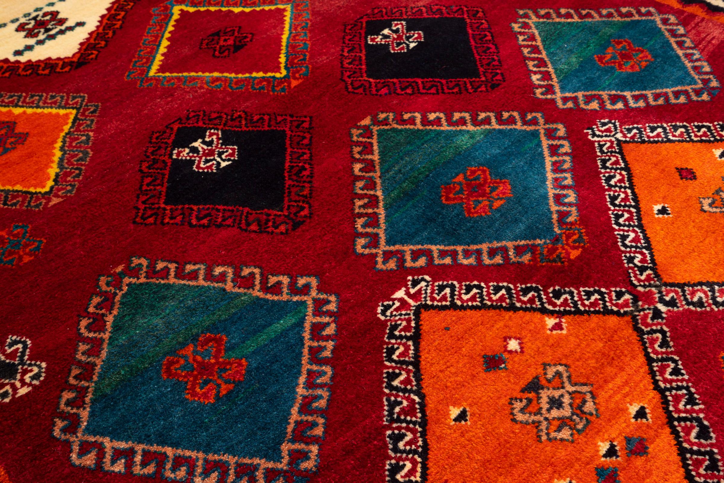 Vintage Fine Qashqai Diamonds Persian Gabbeh Rug
