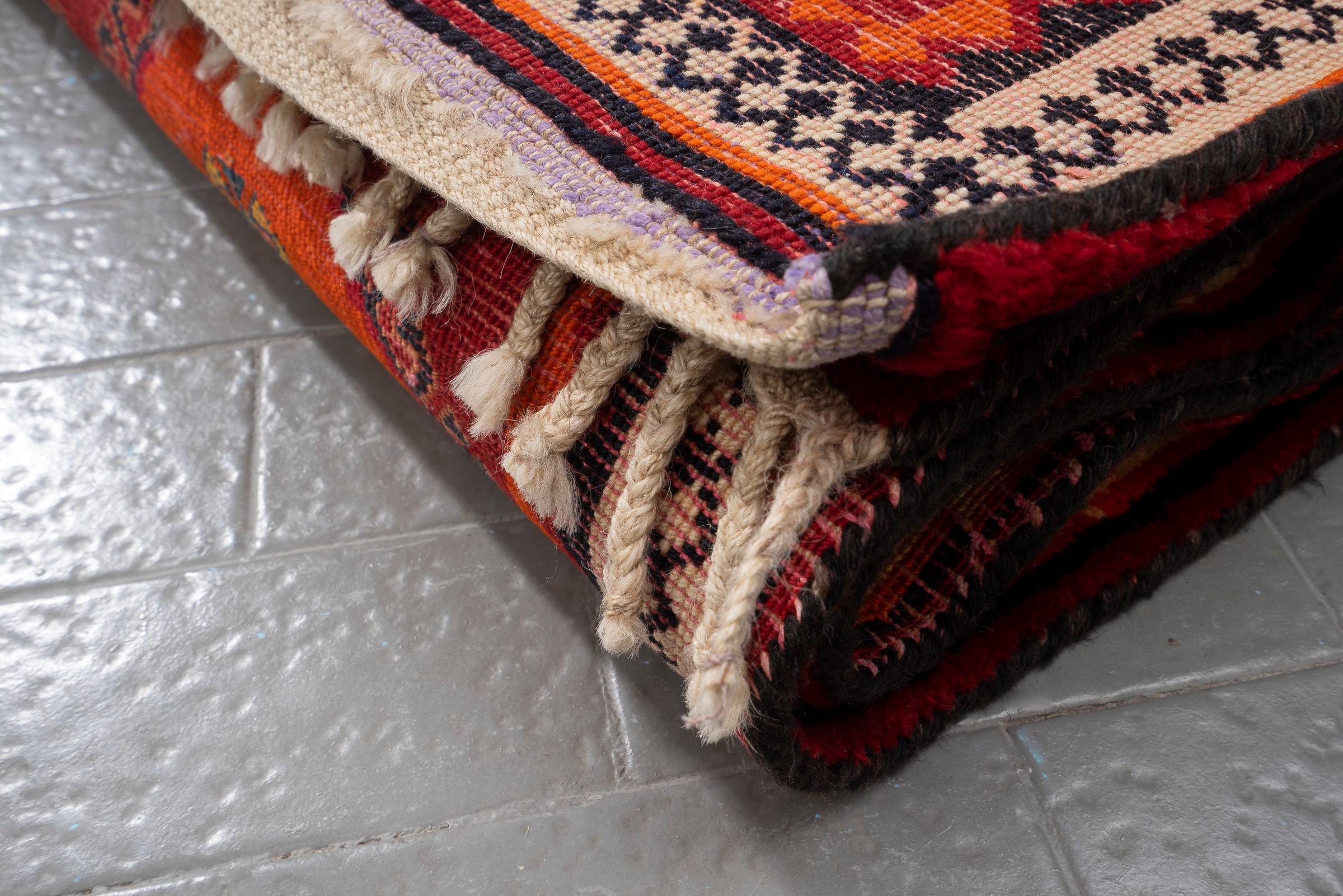 Vintage Fine Qashqai Diamonds Persian Gabbeh Rug