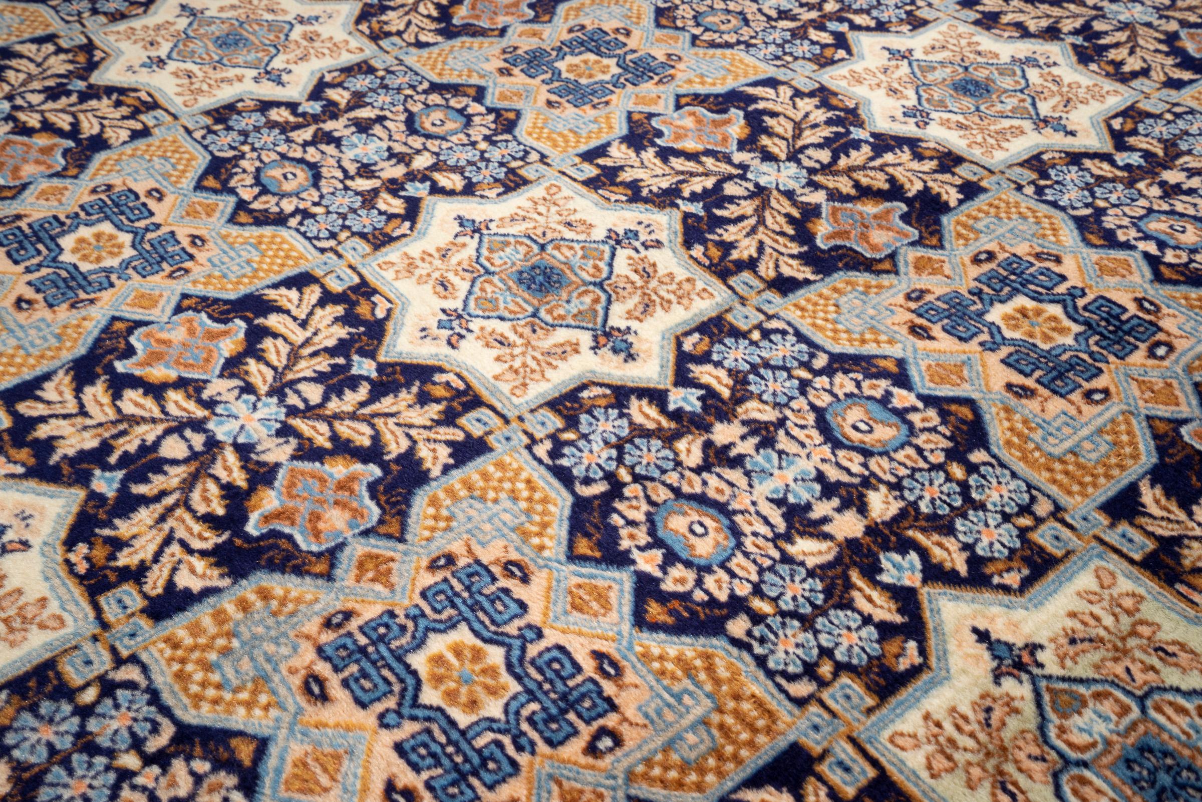 Contemporary Fine 50 Raj Tabriz Tiles Persian Rug