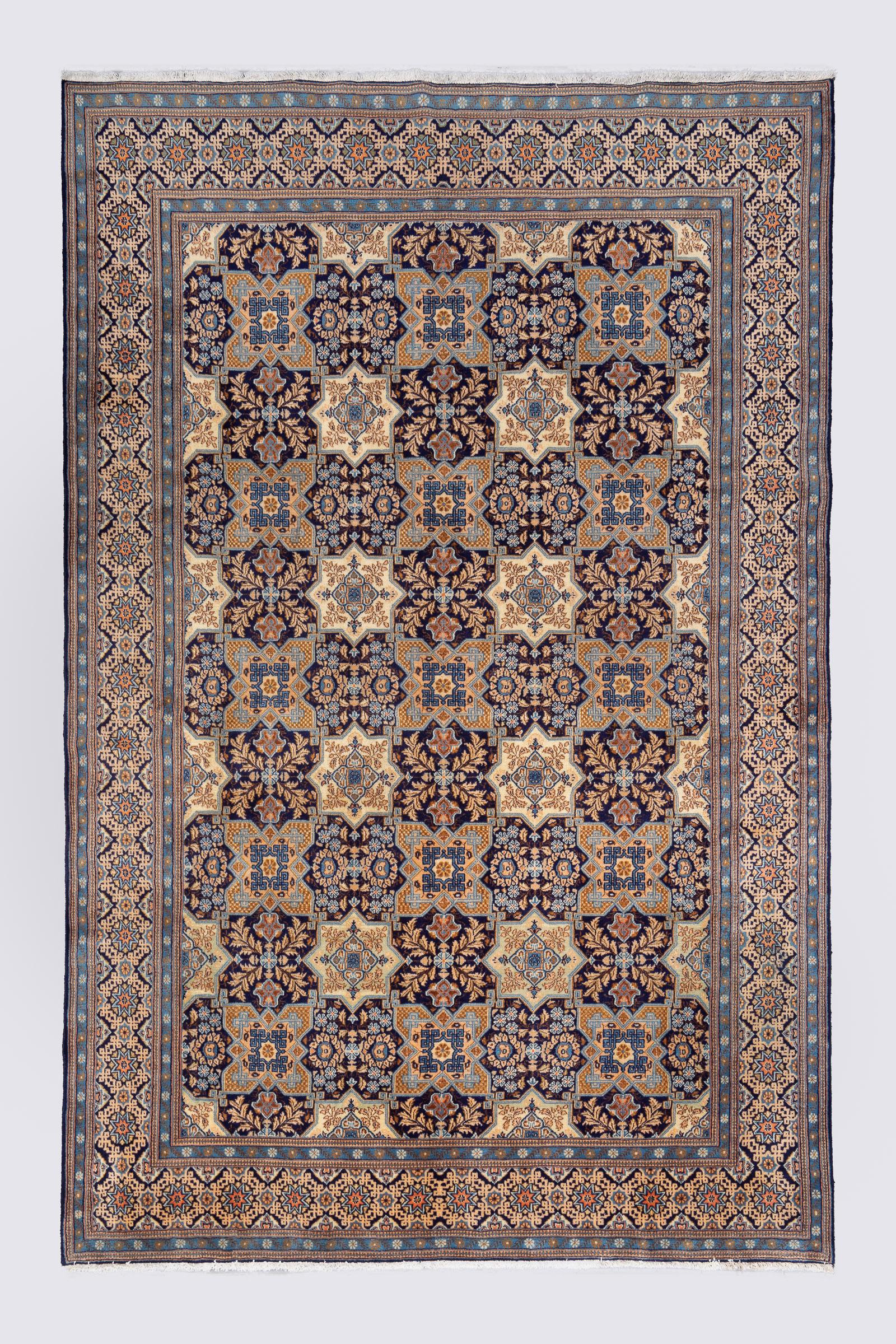 Contemporary Fine 50 Raj Tabriz Tiles Carpet 5.8SQM