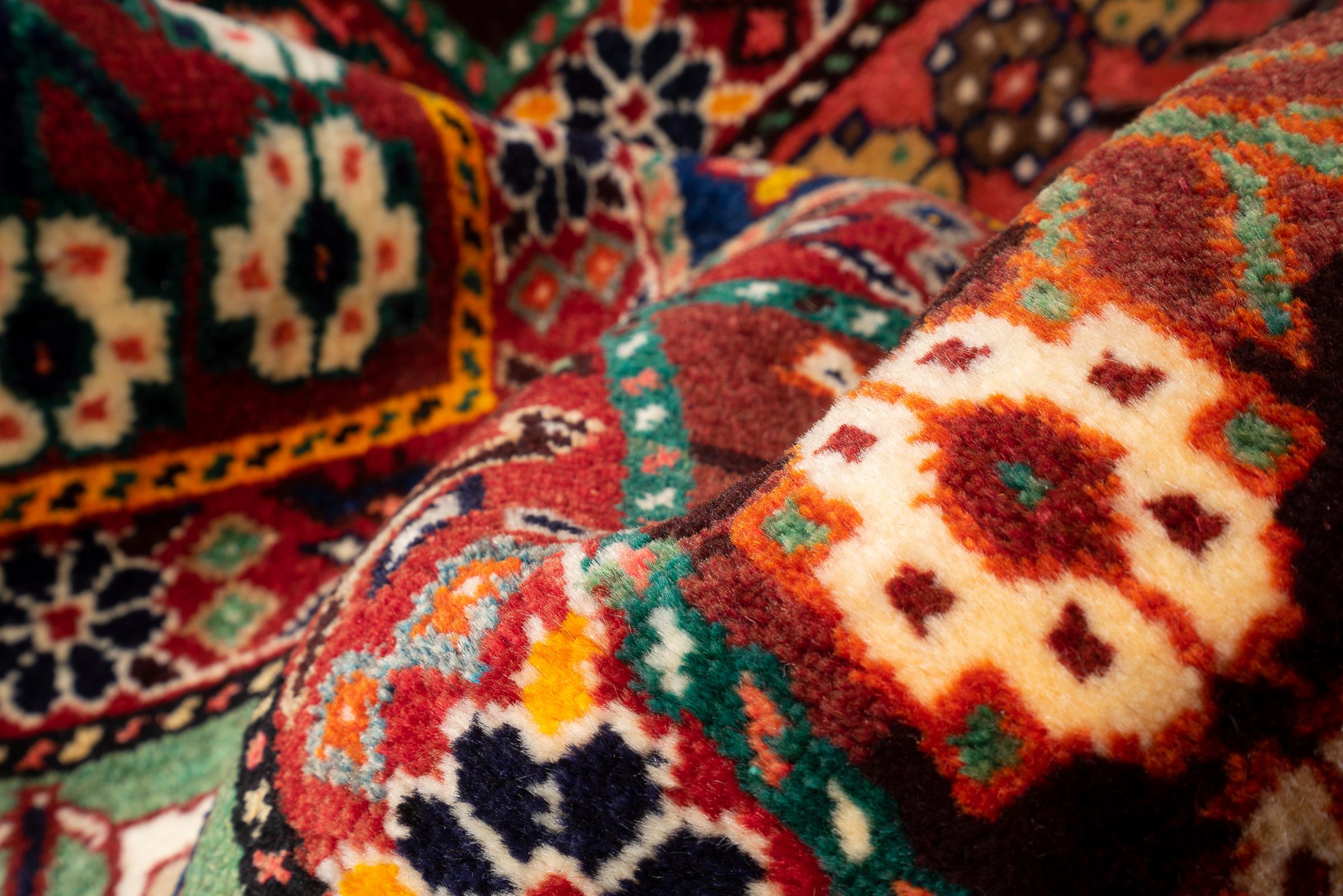Dated Fine Qashqai Kheshti Persian Rug