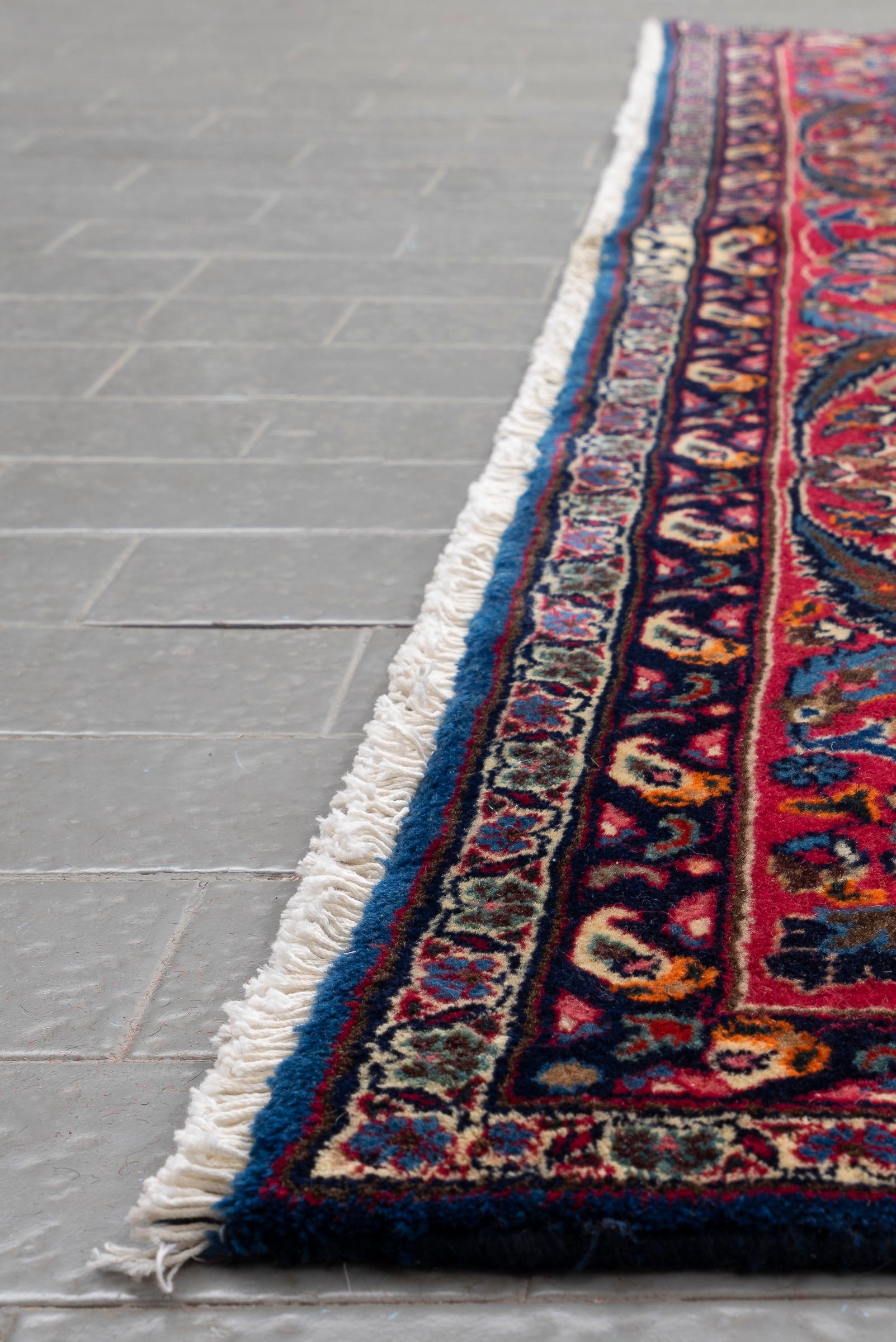 Vintage Kashan Signed Mosavian Fine Teal Lachak Toranj Persian Rug 2