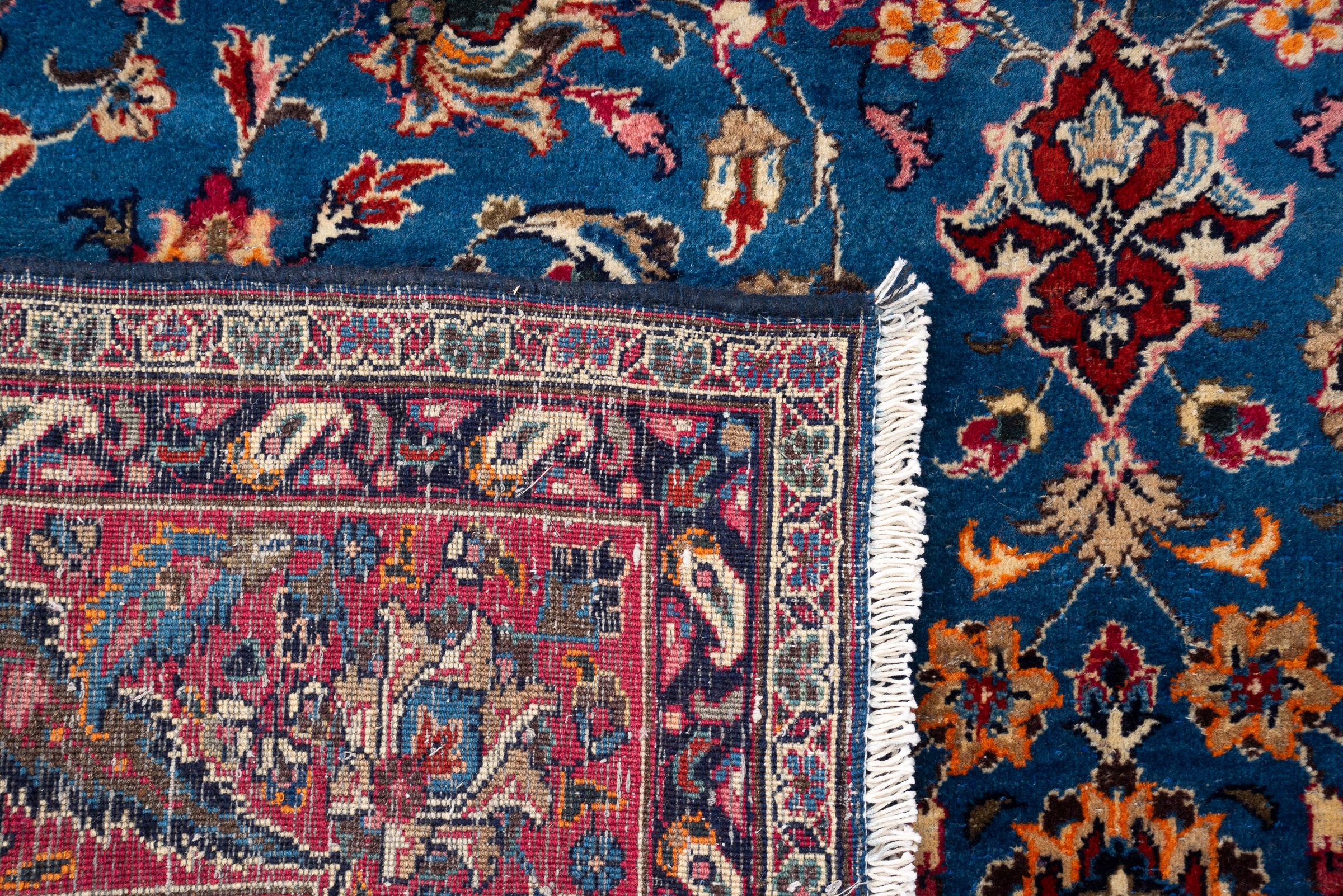 Vintage Kashan Signed Mosavian Fine Teal Lachak Toranj Persian Rug 2