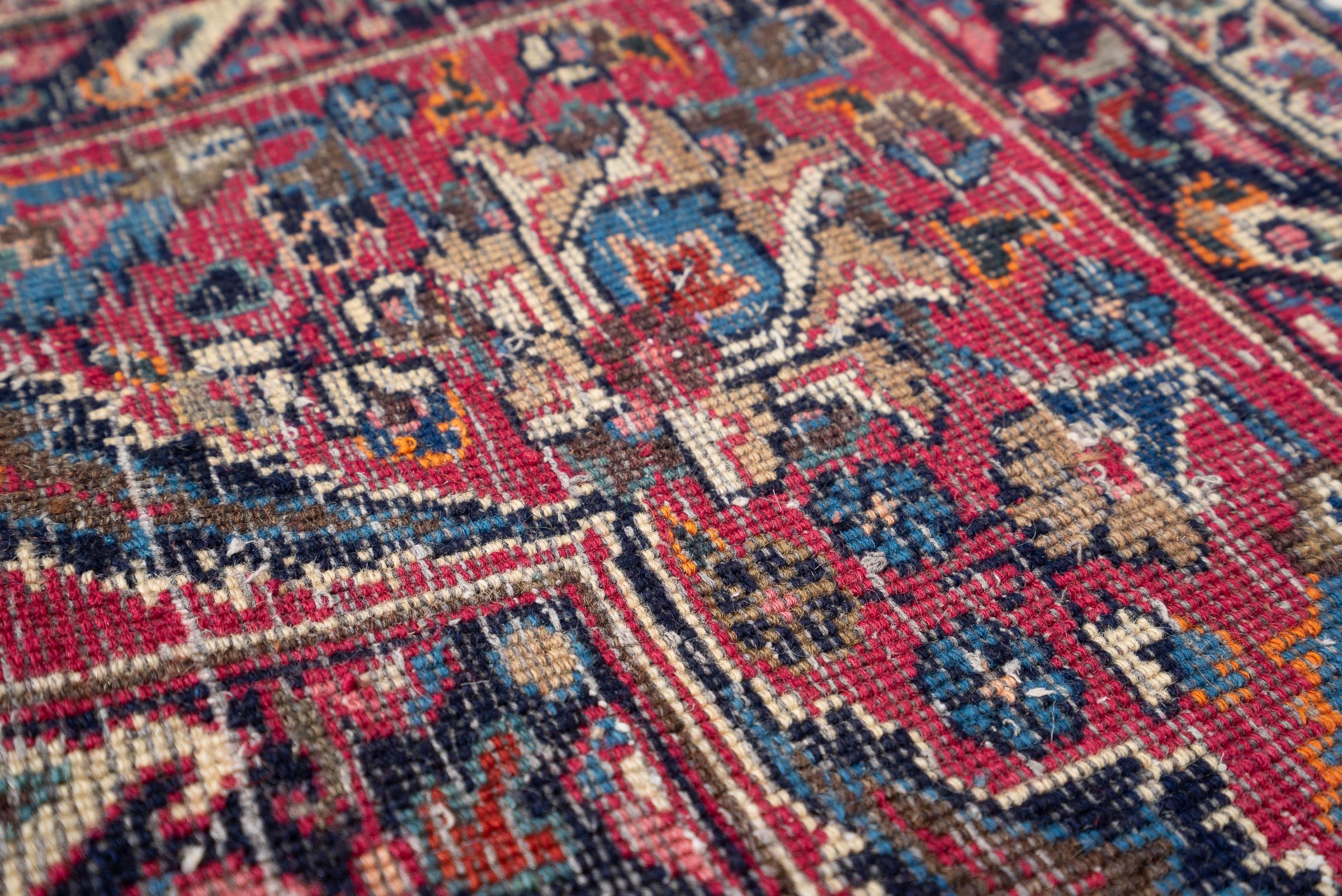 Vintage Kashan Signed Mosavian Fine Teal Lachak Toranj Persian Rug 2