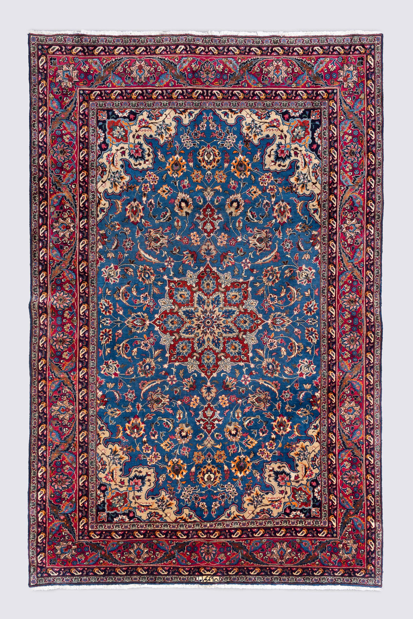 Vintage Kashan Signed Mosavian Fine Teal Lachak Toranj Carpet 2 6.2SQM