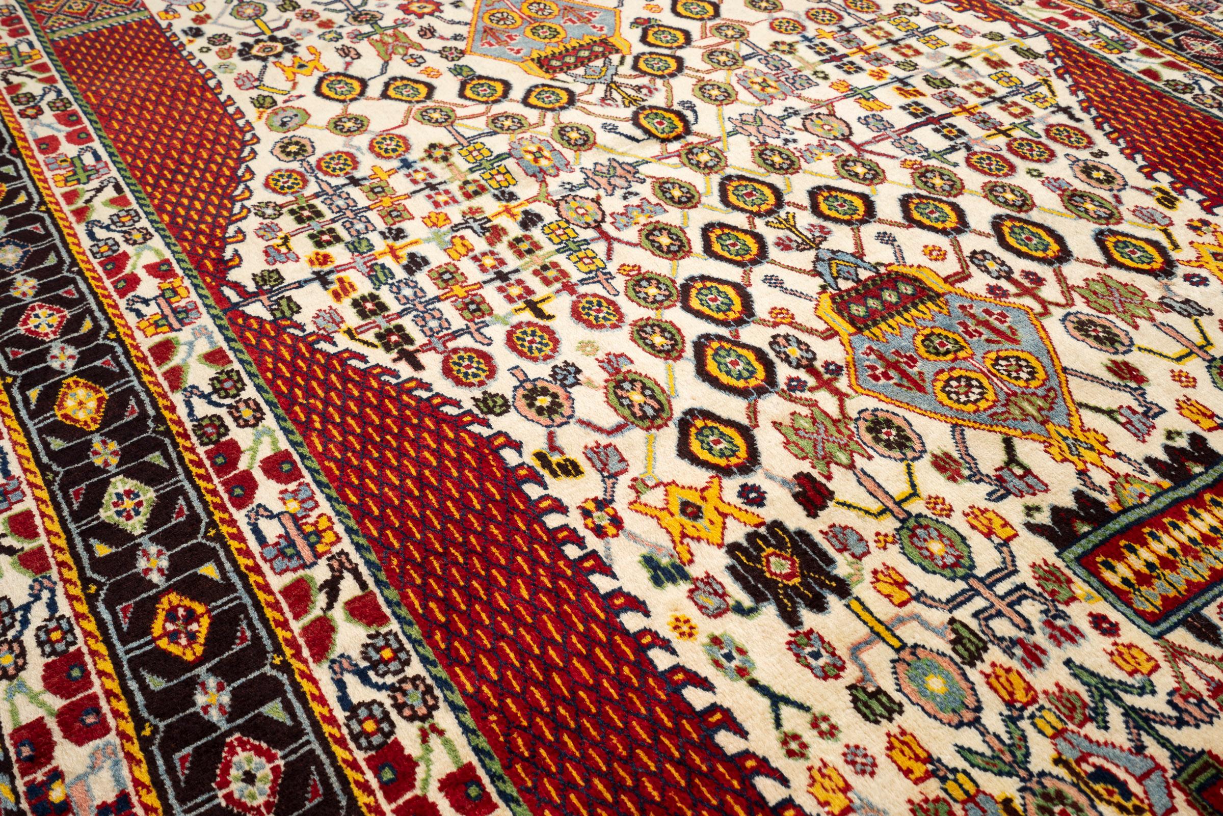 Vintage Fine Kashkouli Millefleur Persian Rug, c. 1915–1935