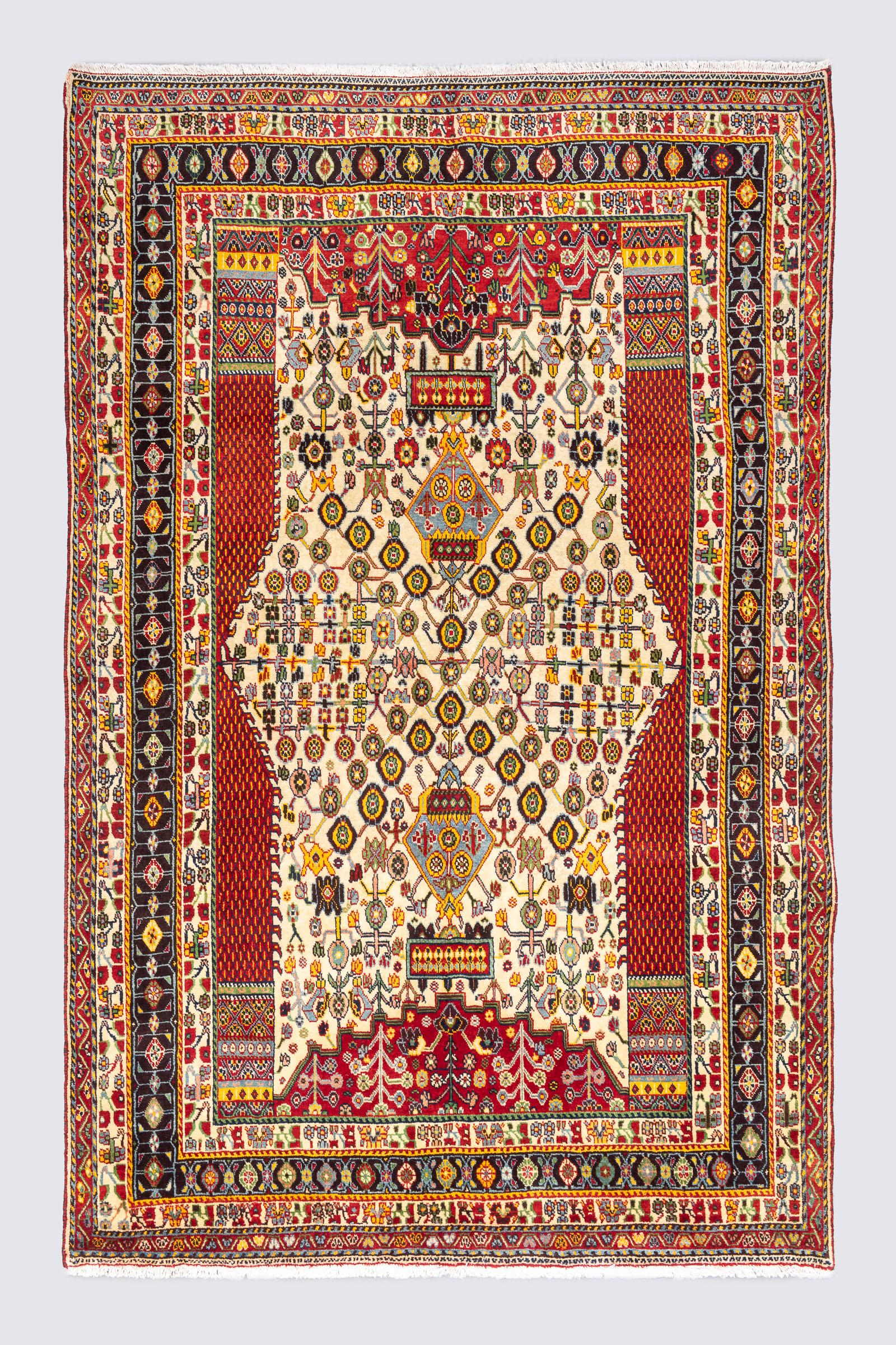 Semi Antique Fine Kashkuli Nazem Do Sar Carpet 4.1SQM