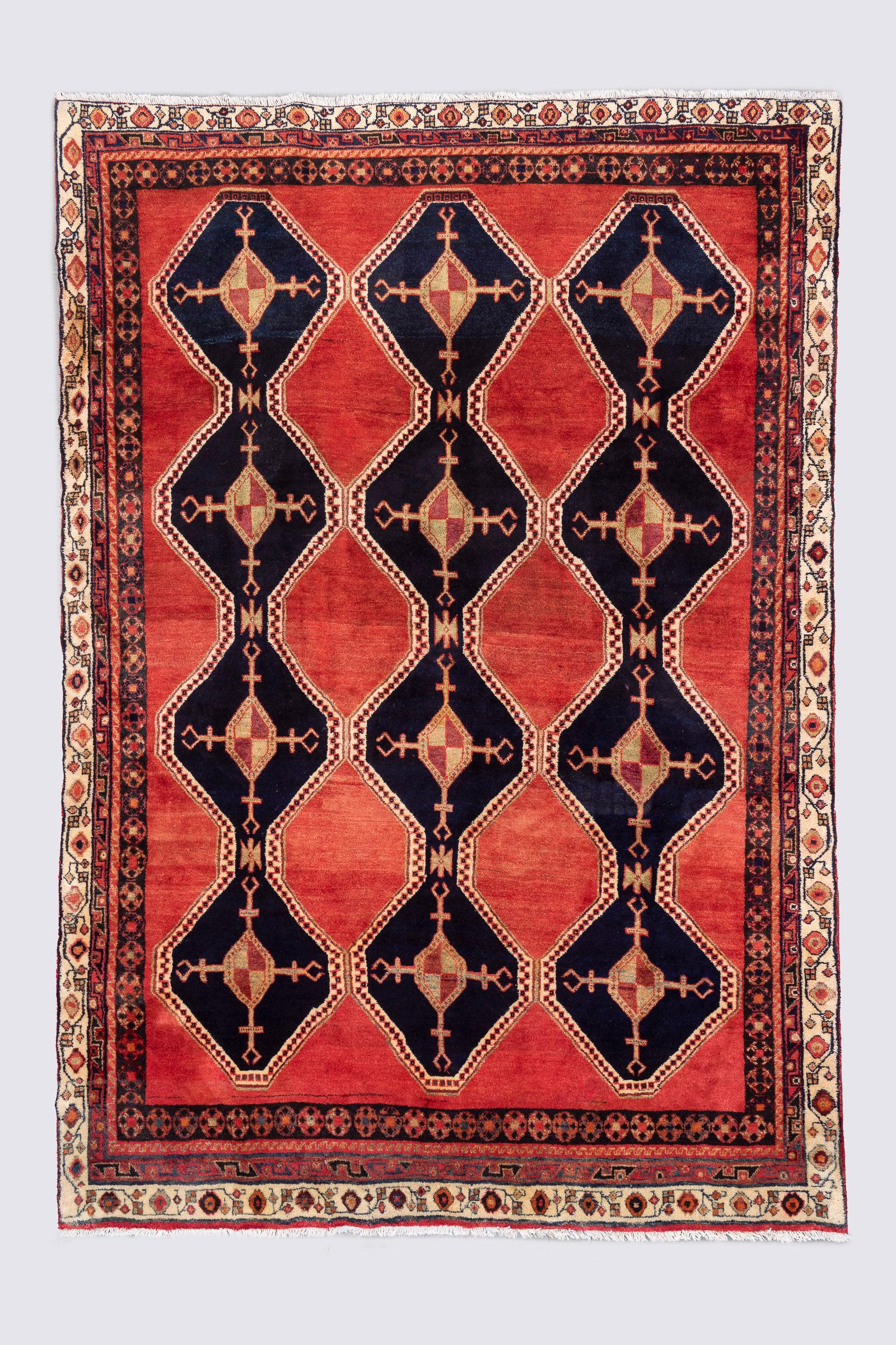 Vintage Dehaj Diamond Lattice Persian Rug, c. 1950s