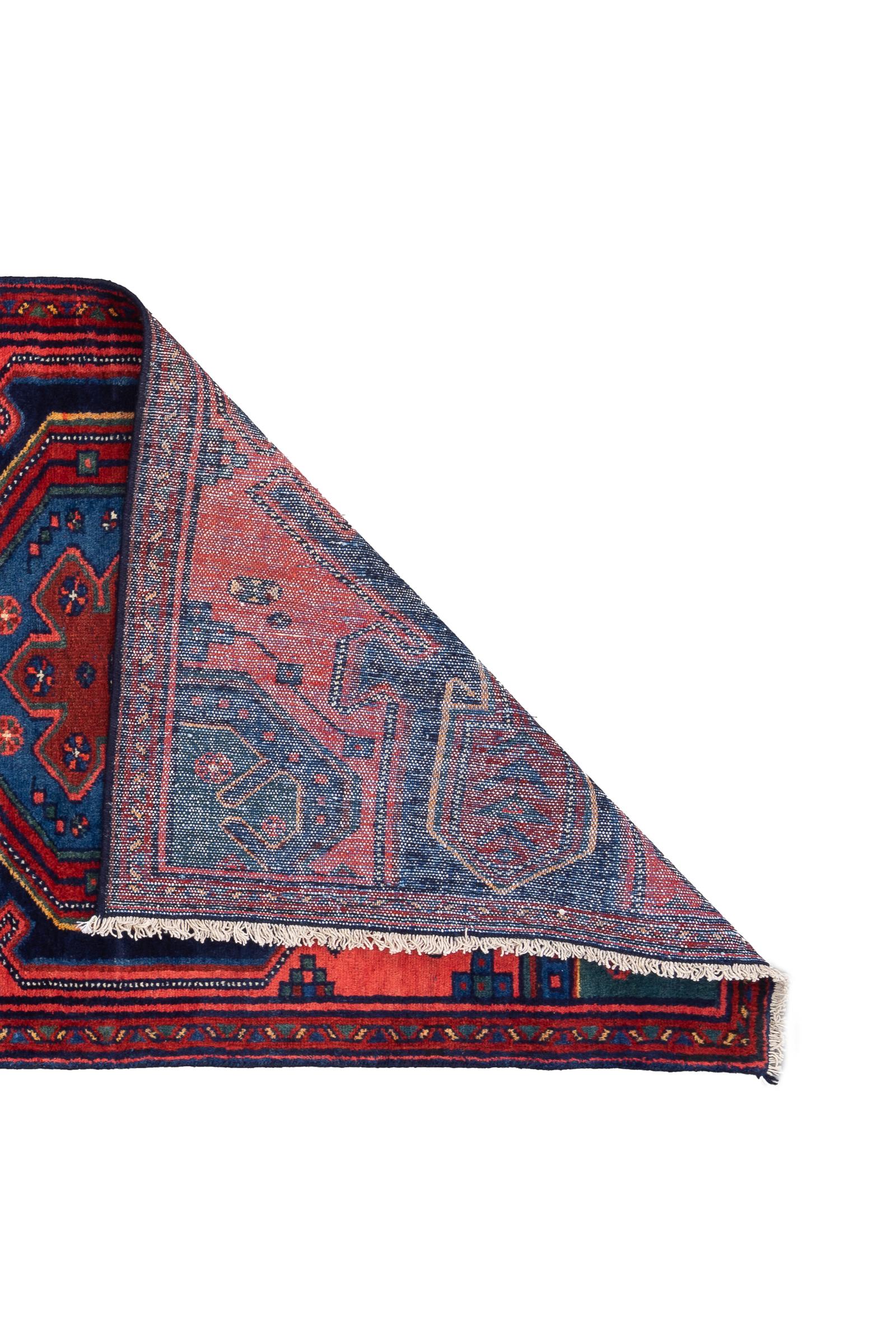 Antique Hamadan Triple Toranj Persian Runner Rug