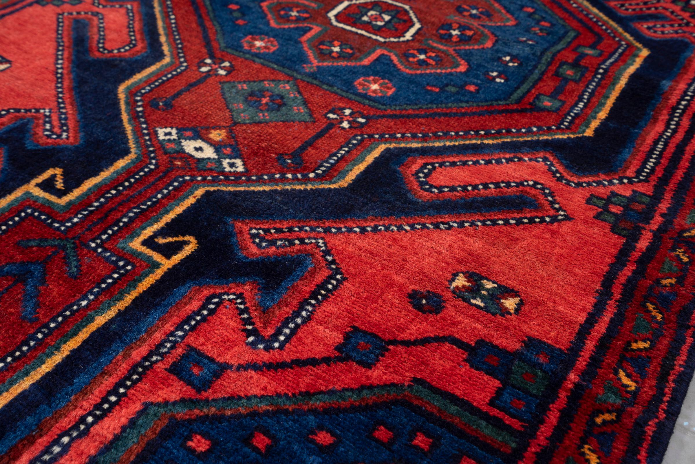 Antique Hamadan Triple Toranj Persian Runner Rug