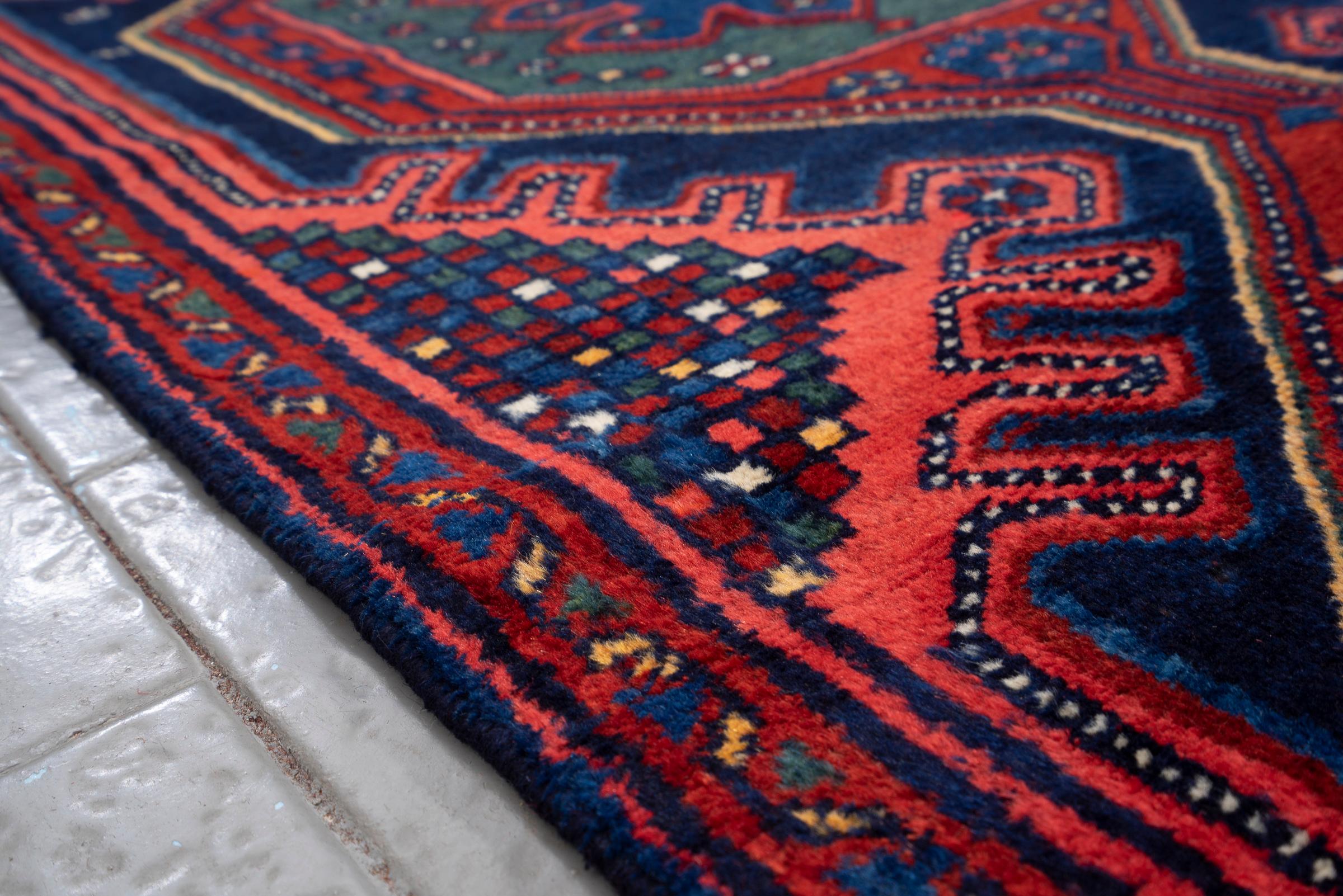 Antique Hamadan Triple Toranj Persian Runner Rug