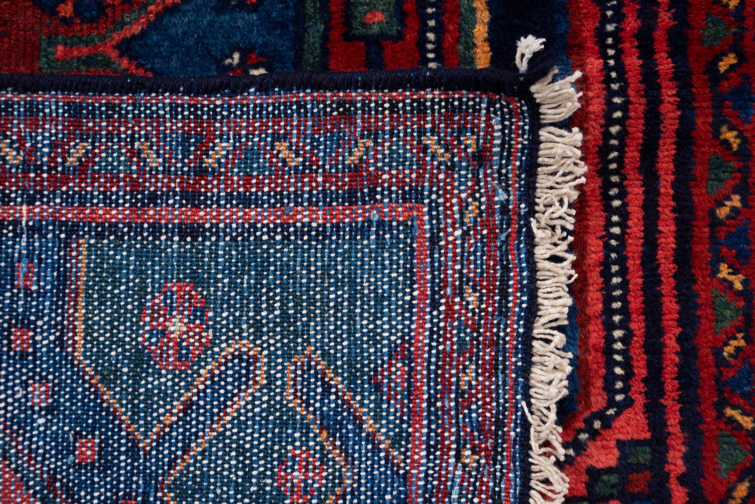 Antique Hamadan Triple Toranj Persian Runner Rug
