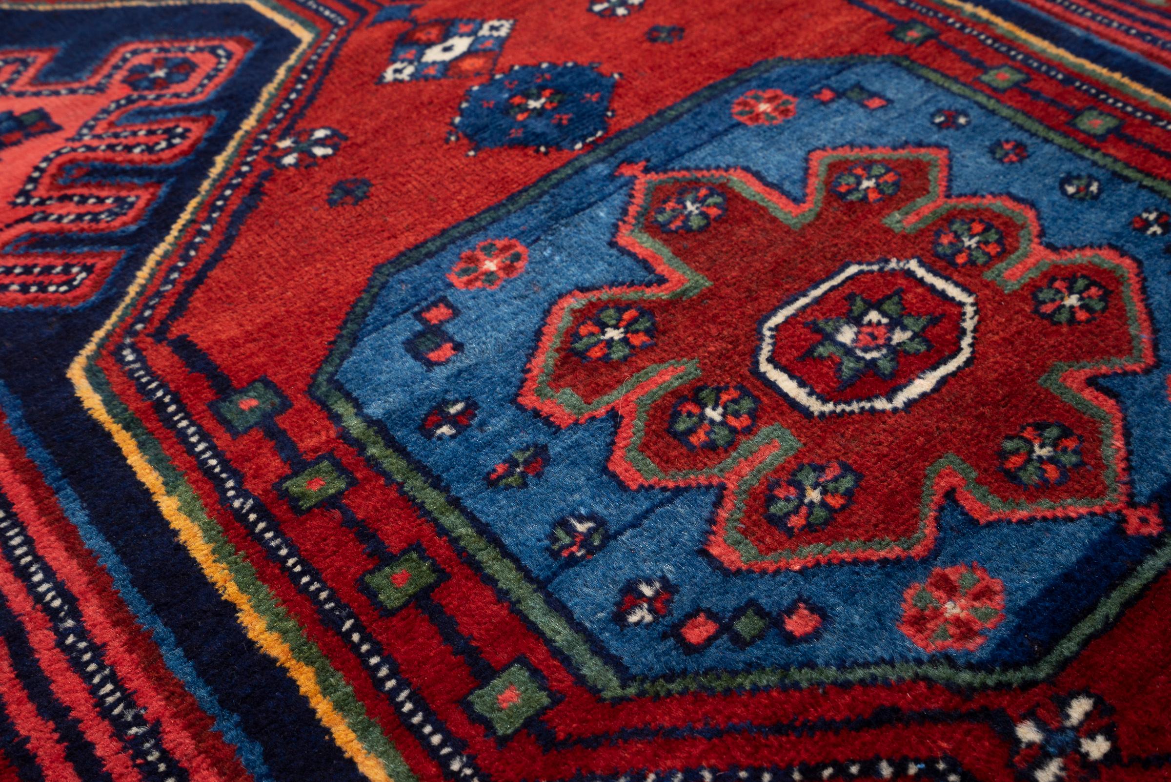 Antique Hamadan Triple Toranj Persian Runner Rug