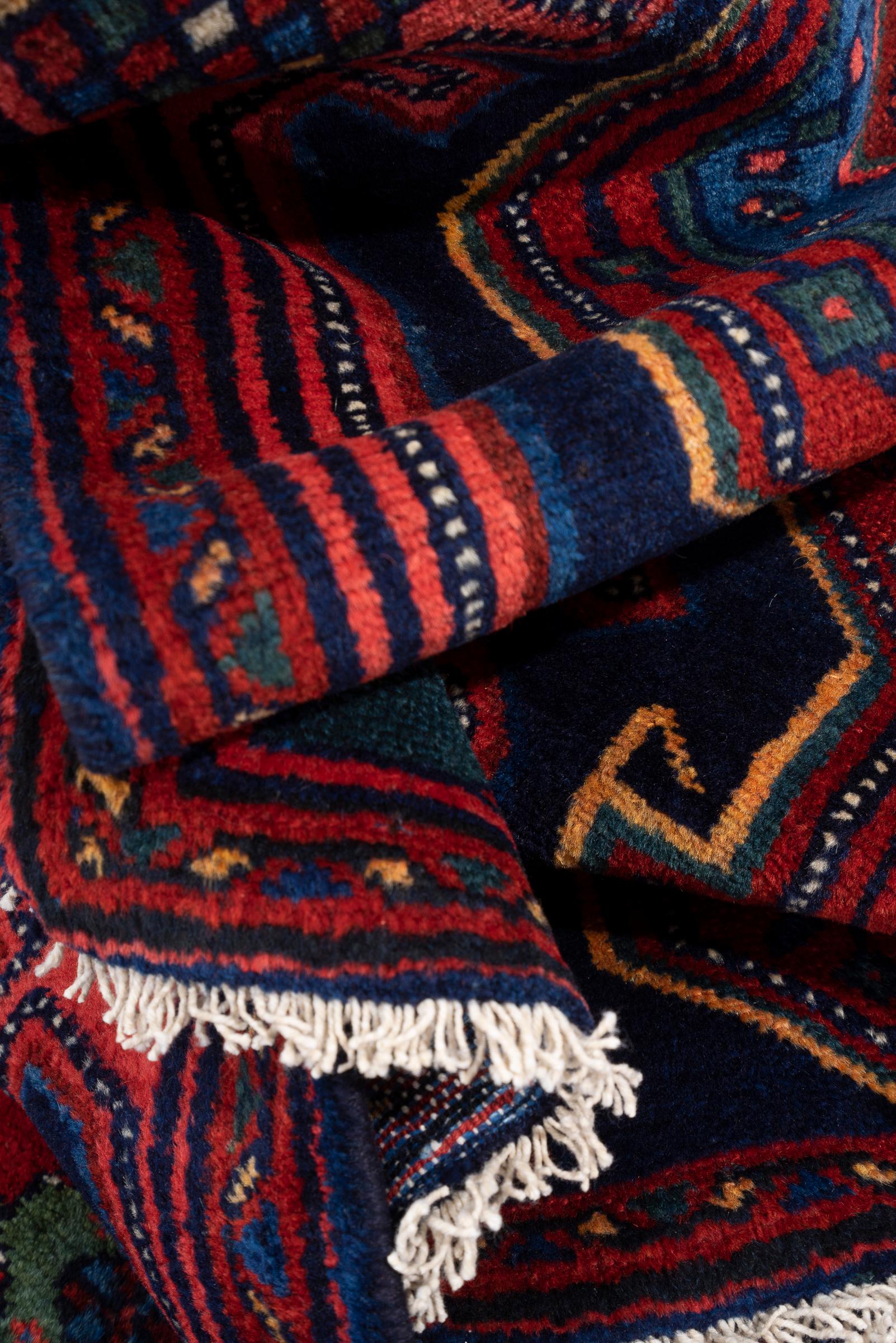 Antique Hamadan Triple Toranj Persian Runner Rug