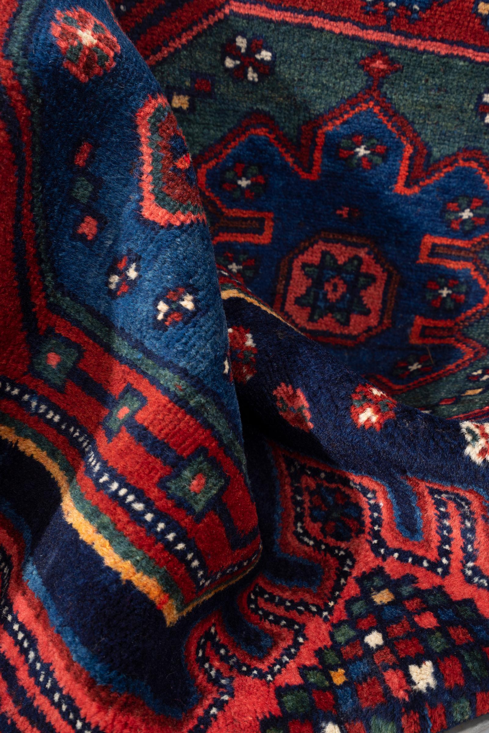 Antique Hamadan Triple Toranj Persian Runner Rug