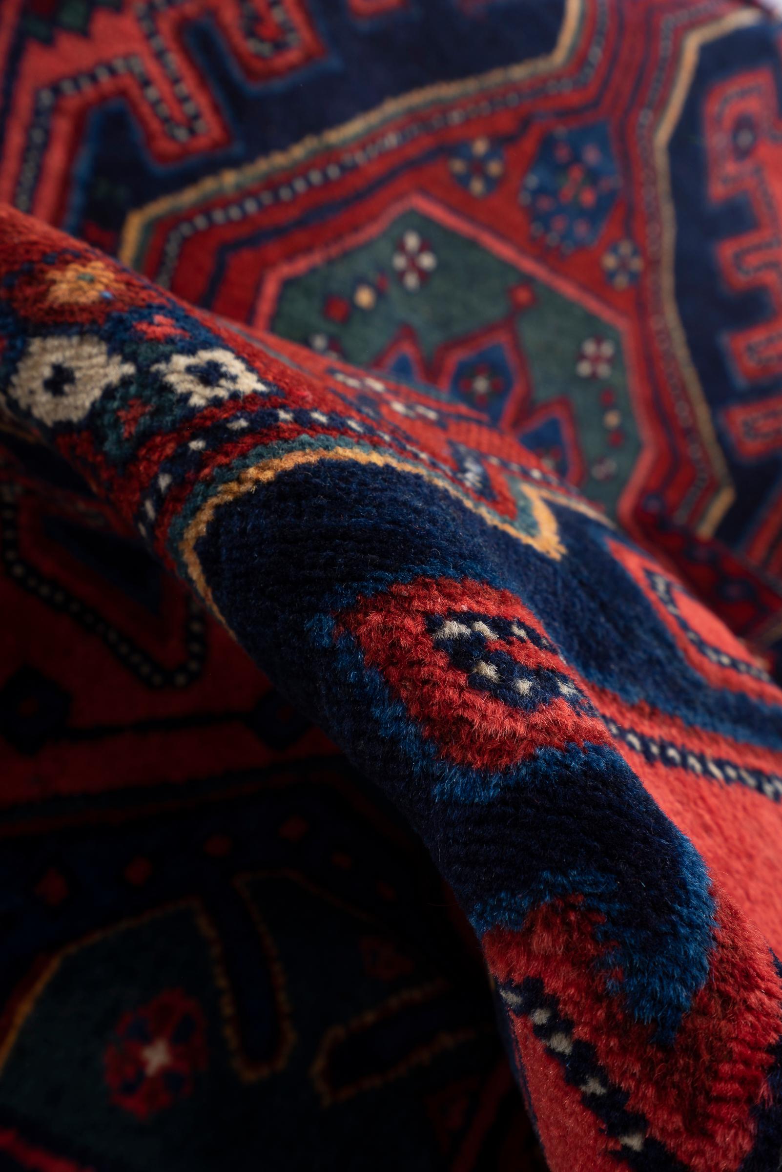 Antique Hamadan Triple Toranj Persian Runner Rug